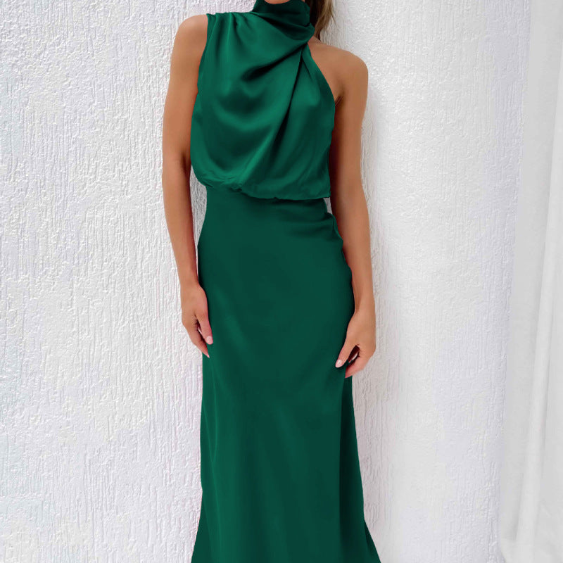 Women's Elegant Halter Sleeveless Midi Dress
