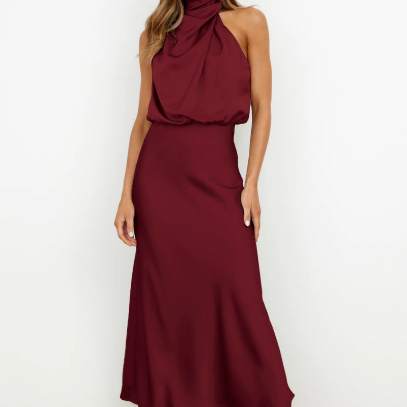 Women's Elegant Halter Sleeveless Midi Dress