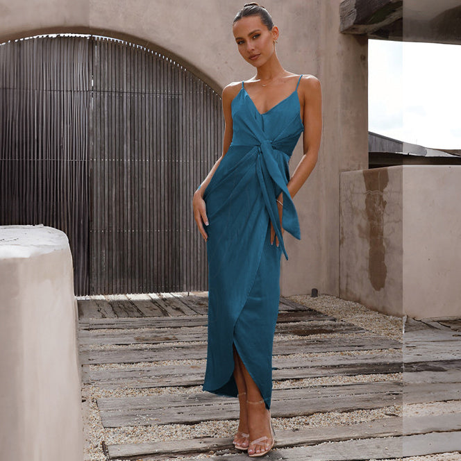 Women's Solid Color Sling Style Maxi Dress