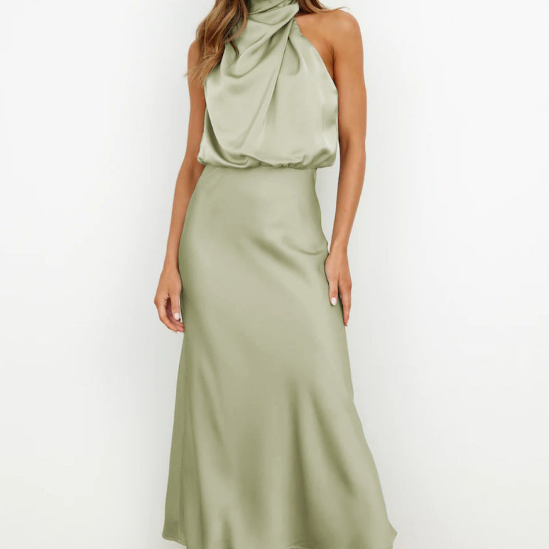 Women's Elegant Halter Sleeveless Midi Dress