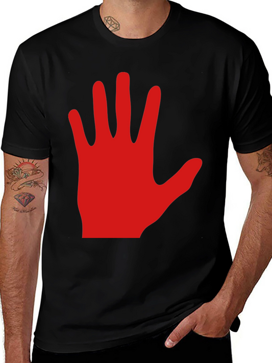 Red Hand Graphic Black Tee Shirt