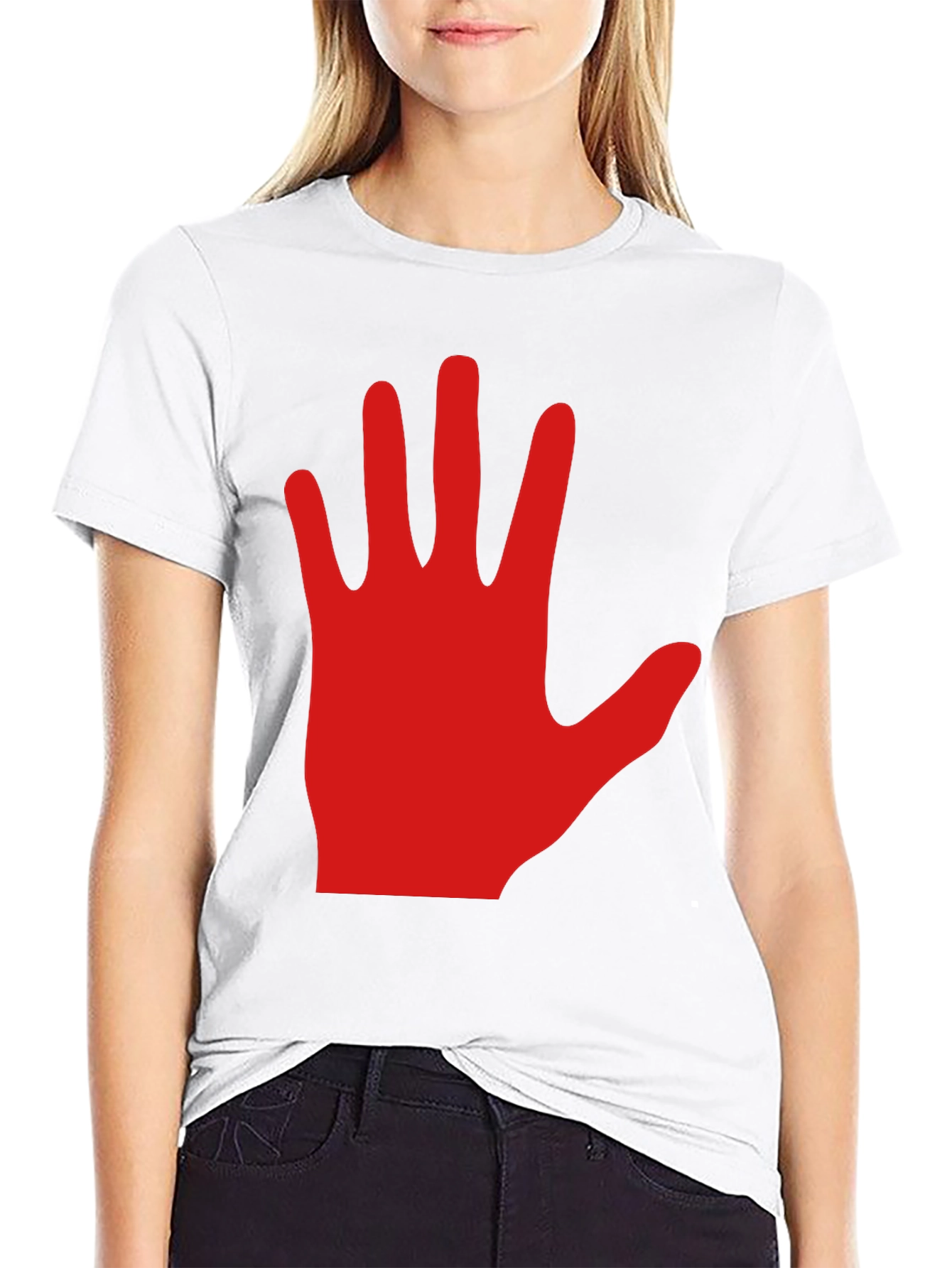 Red Hand Graphic Black Tee Shirt
