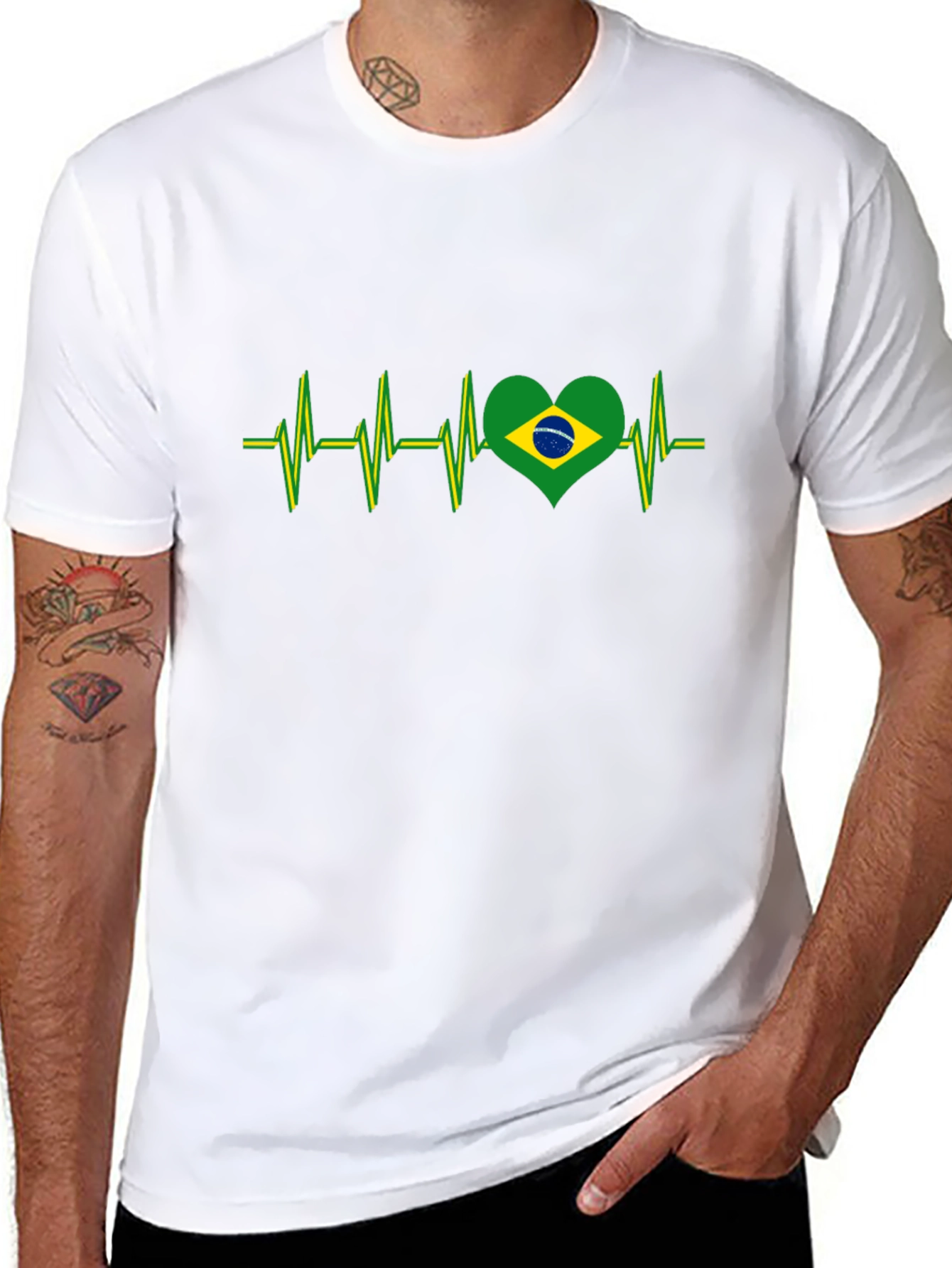 Brazil Heartbeat T-Shirt - Black