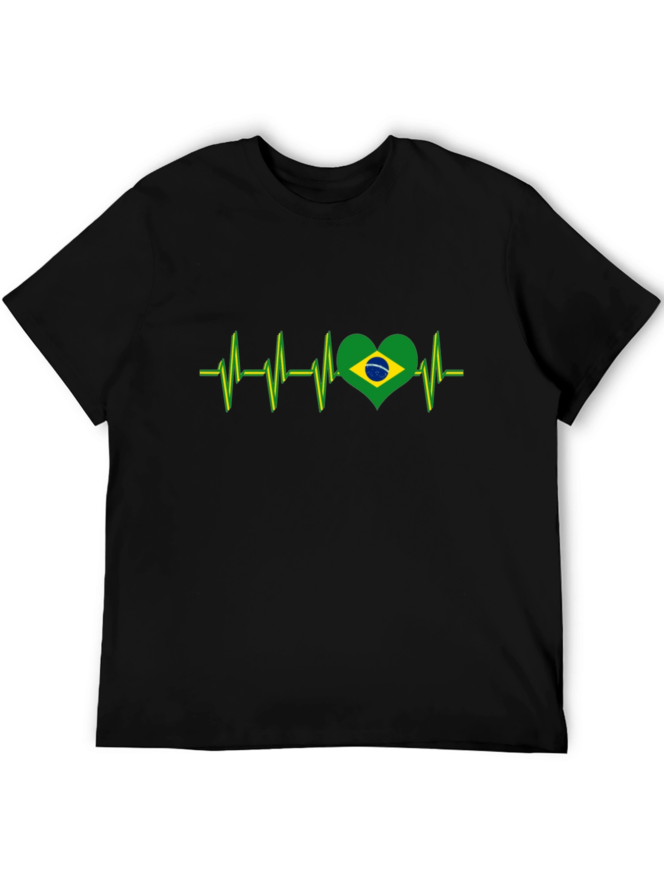 Brazil Heartbeat T-Shirt - Black