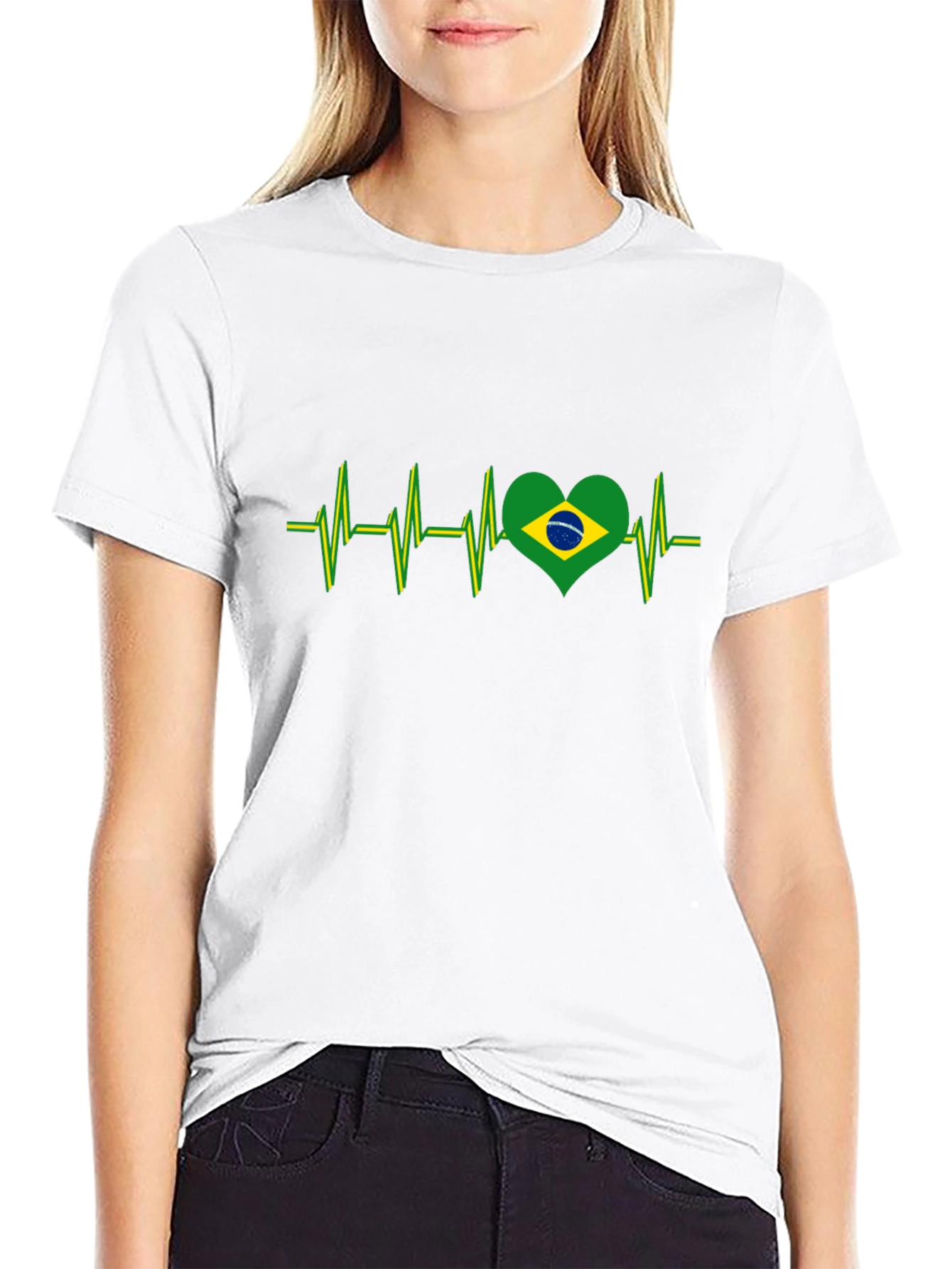 Brazil Heartbeat T-Shirt - Black