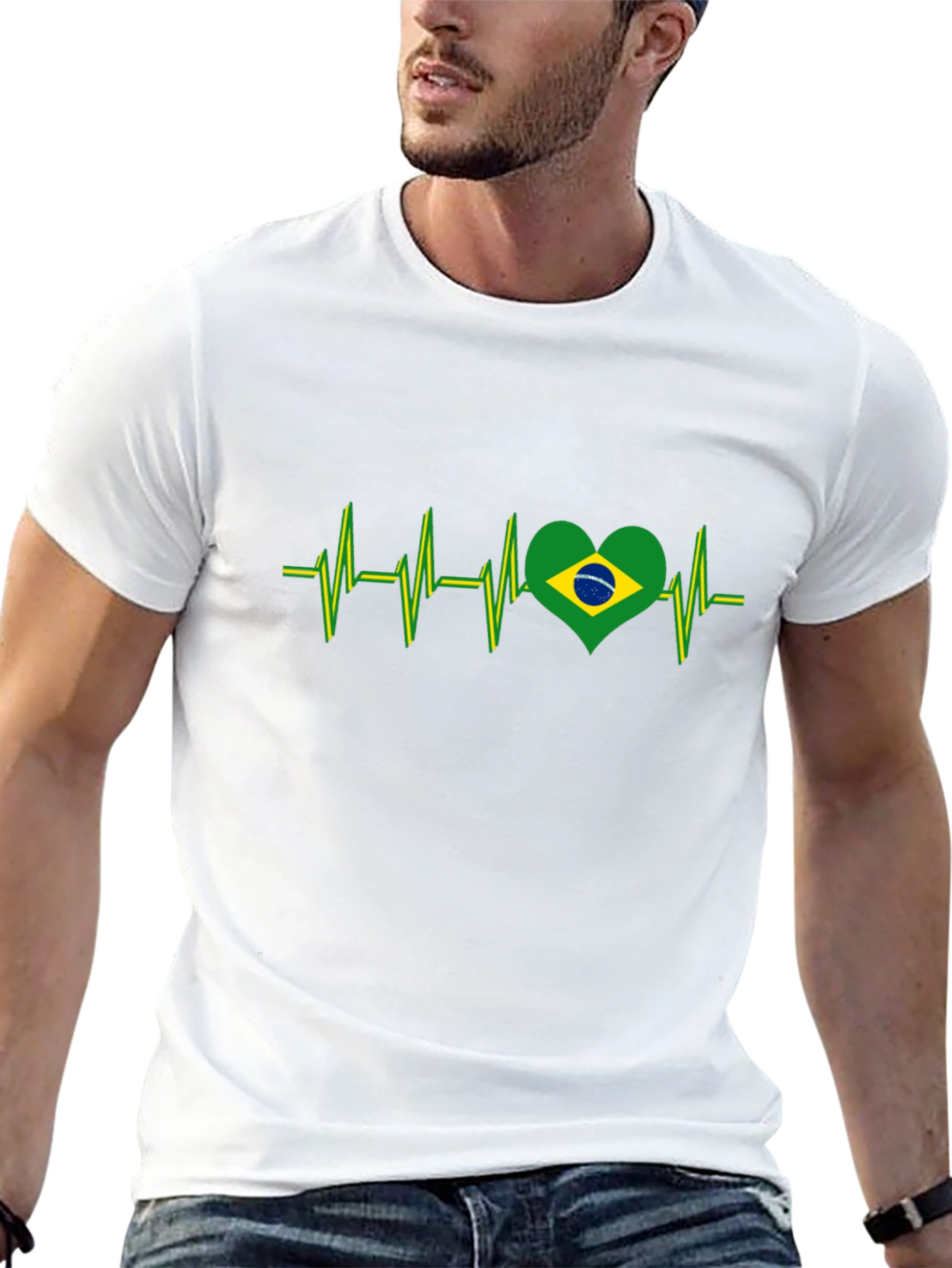 Brazil Heartbeat T-Shirt - Black