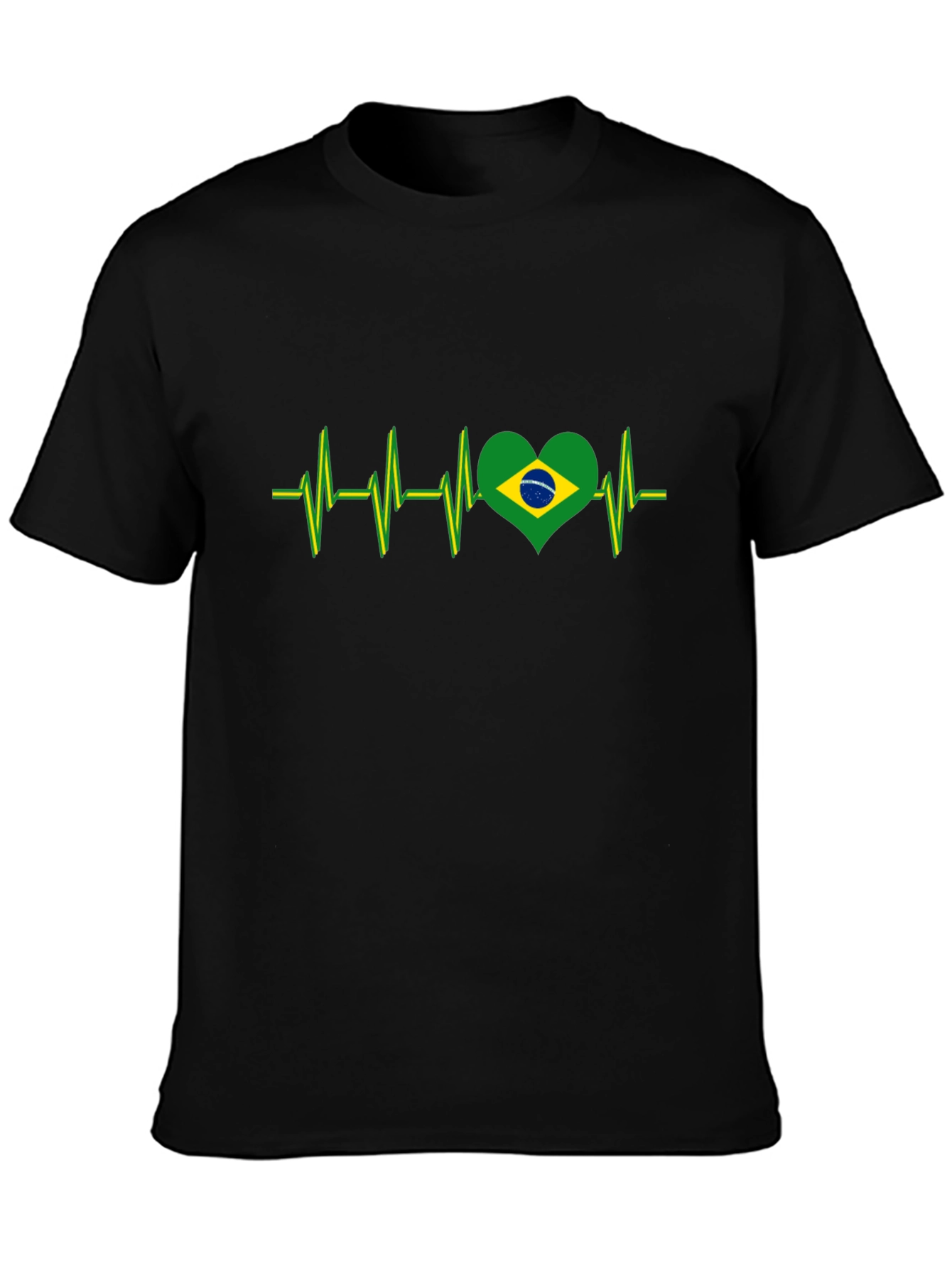 Brazil Heartbeat T-Shirt - Black