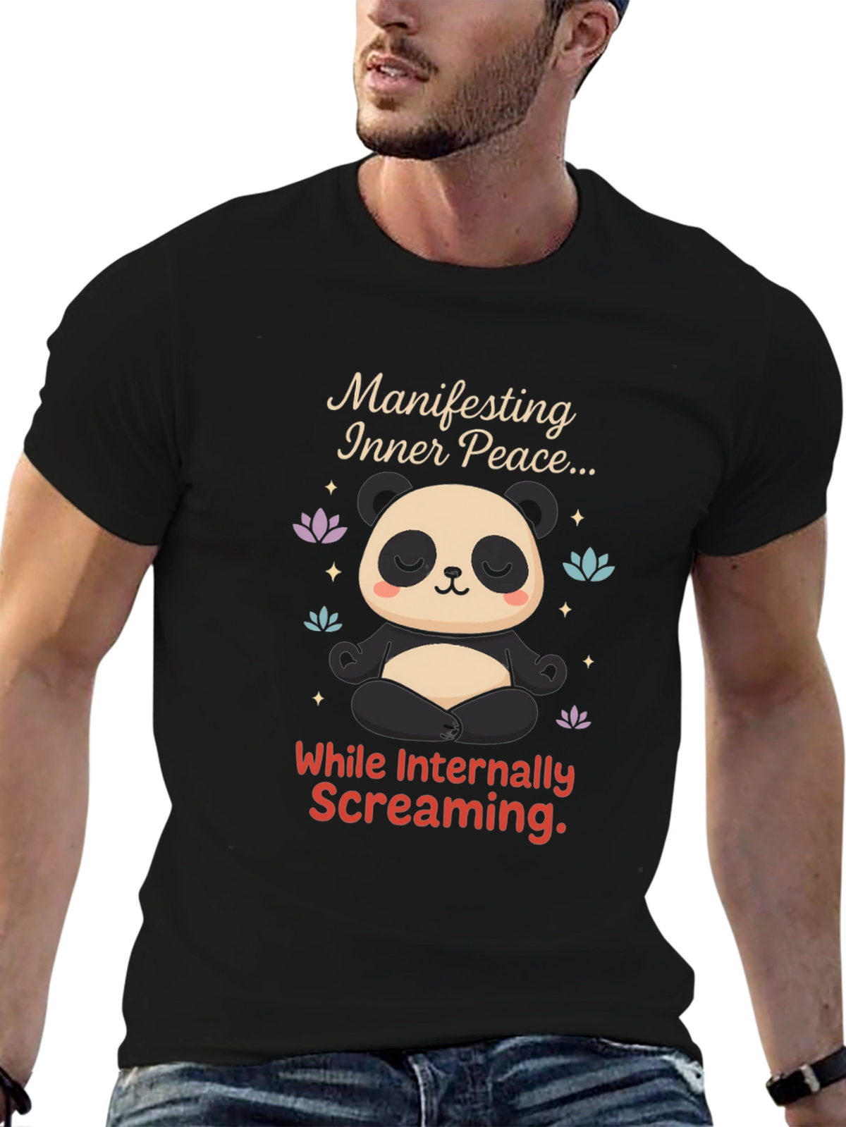 Manifesting Inner Peace Panda T-Shirt