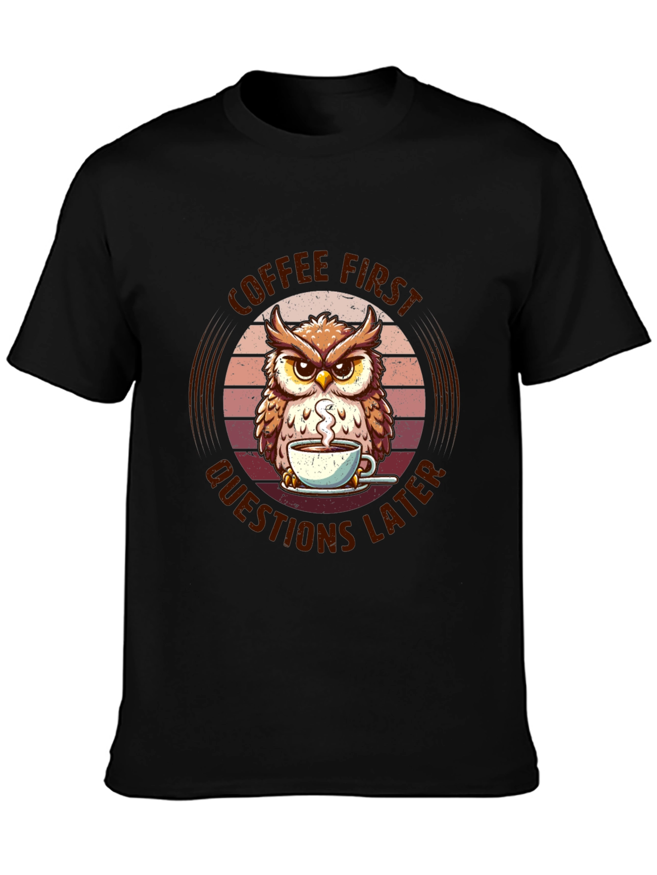 Coffee First Owl T-Shirt - Unisex Graphic Tee