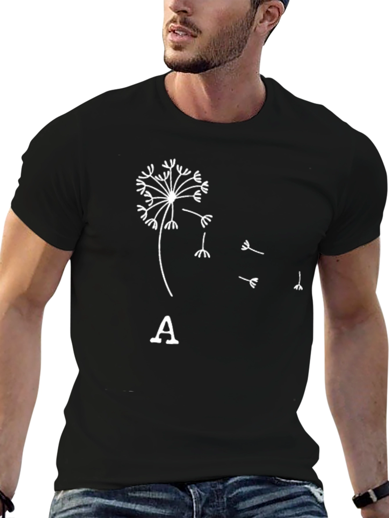 Dandelion A Initial Black T-Shirt