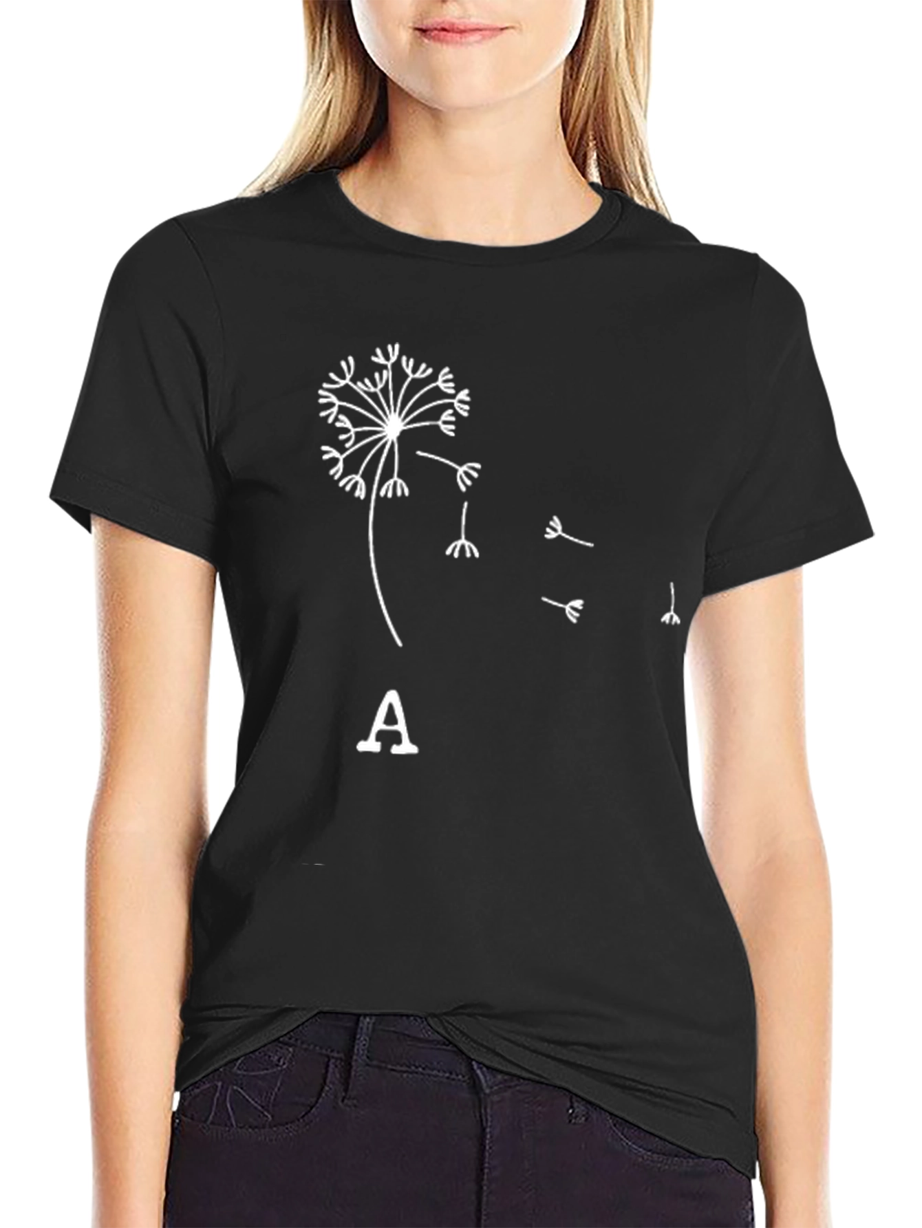 Dandelion A Initial Black T-Shirt