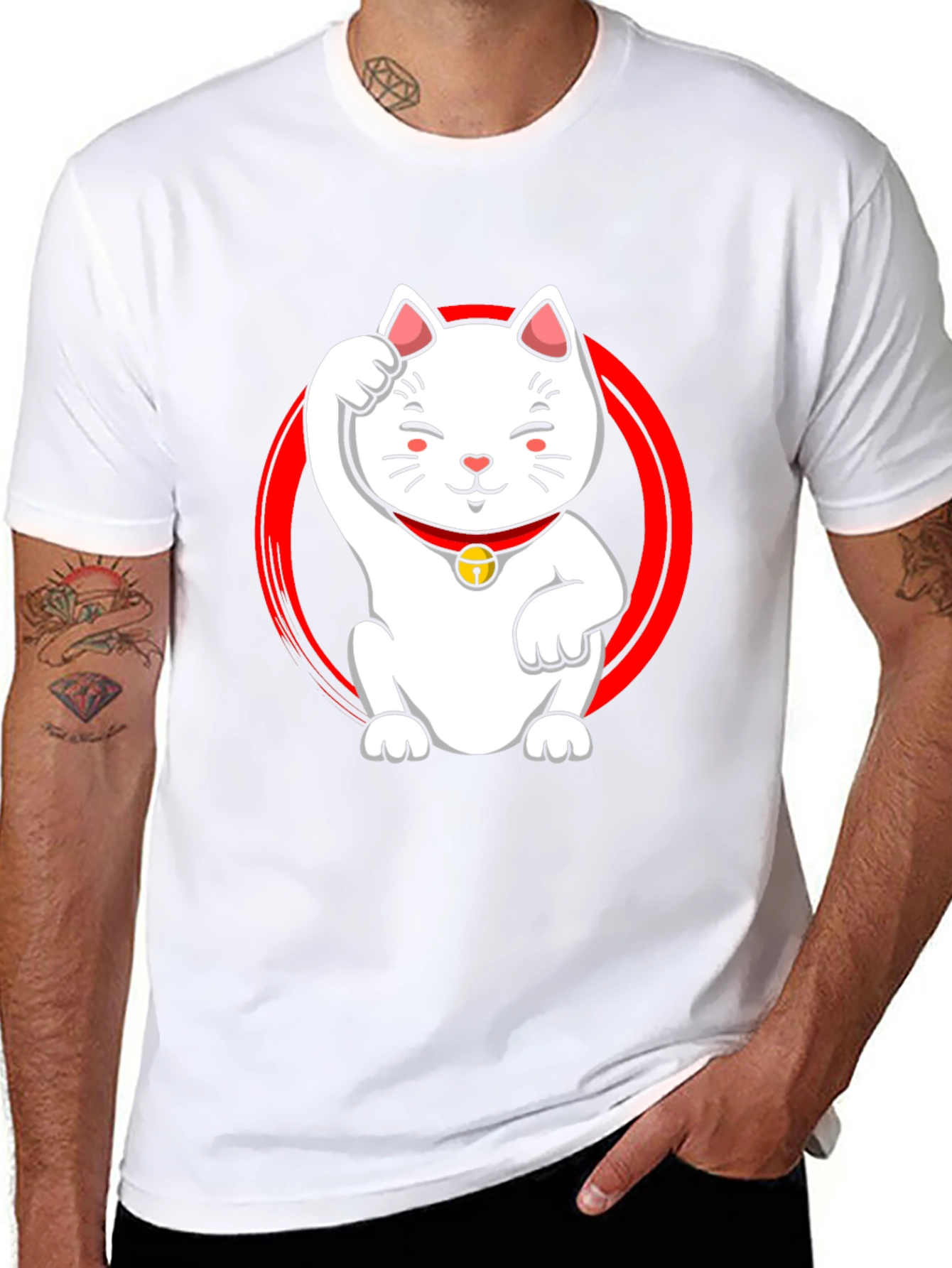 Lucky Cat Graphic Tee - Black