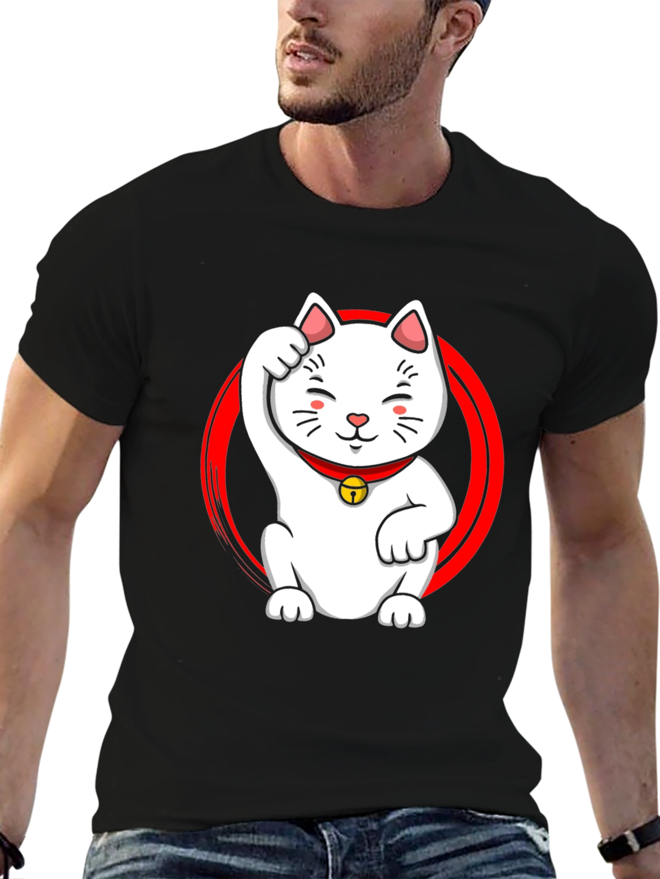 Lucky Cat Graphic Tee - Black