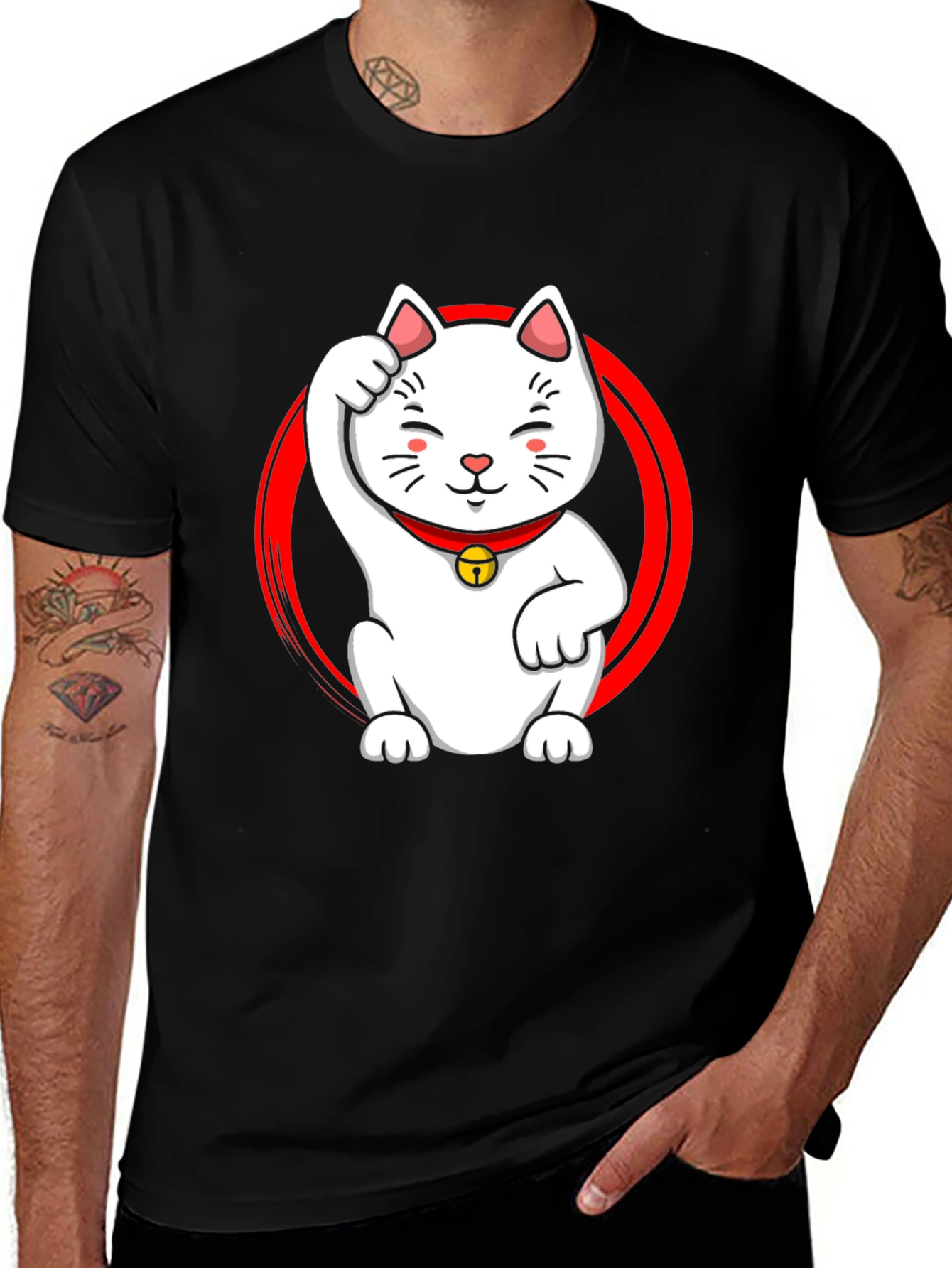 Lucky Cat Graphic Tee - Black
