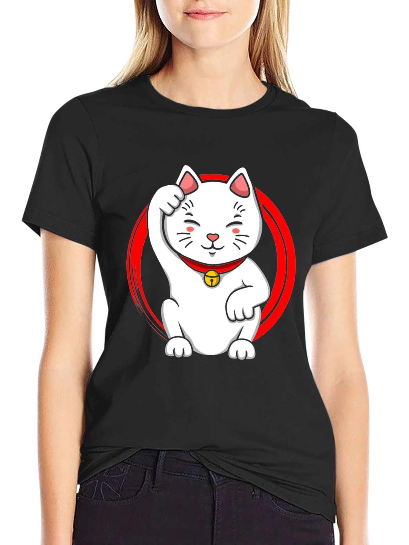 Lucky Cat Graphic Tee - Black