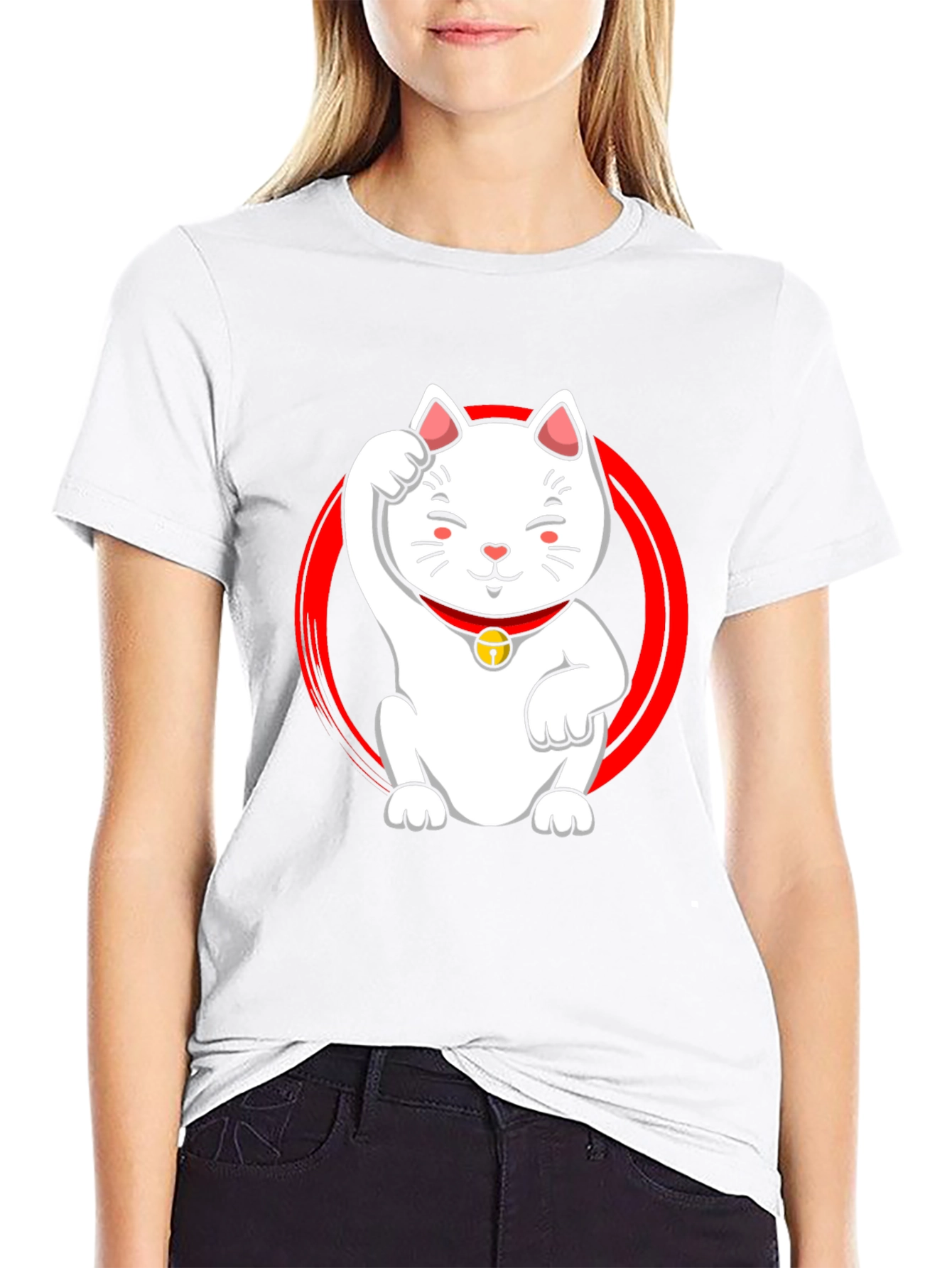 Lucky Cat Graphic Tee - Black