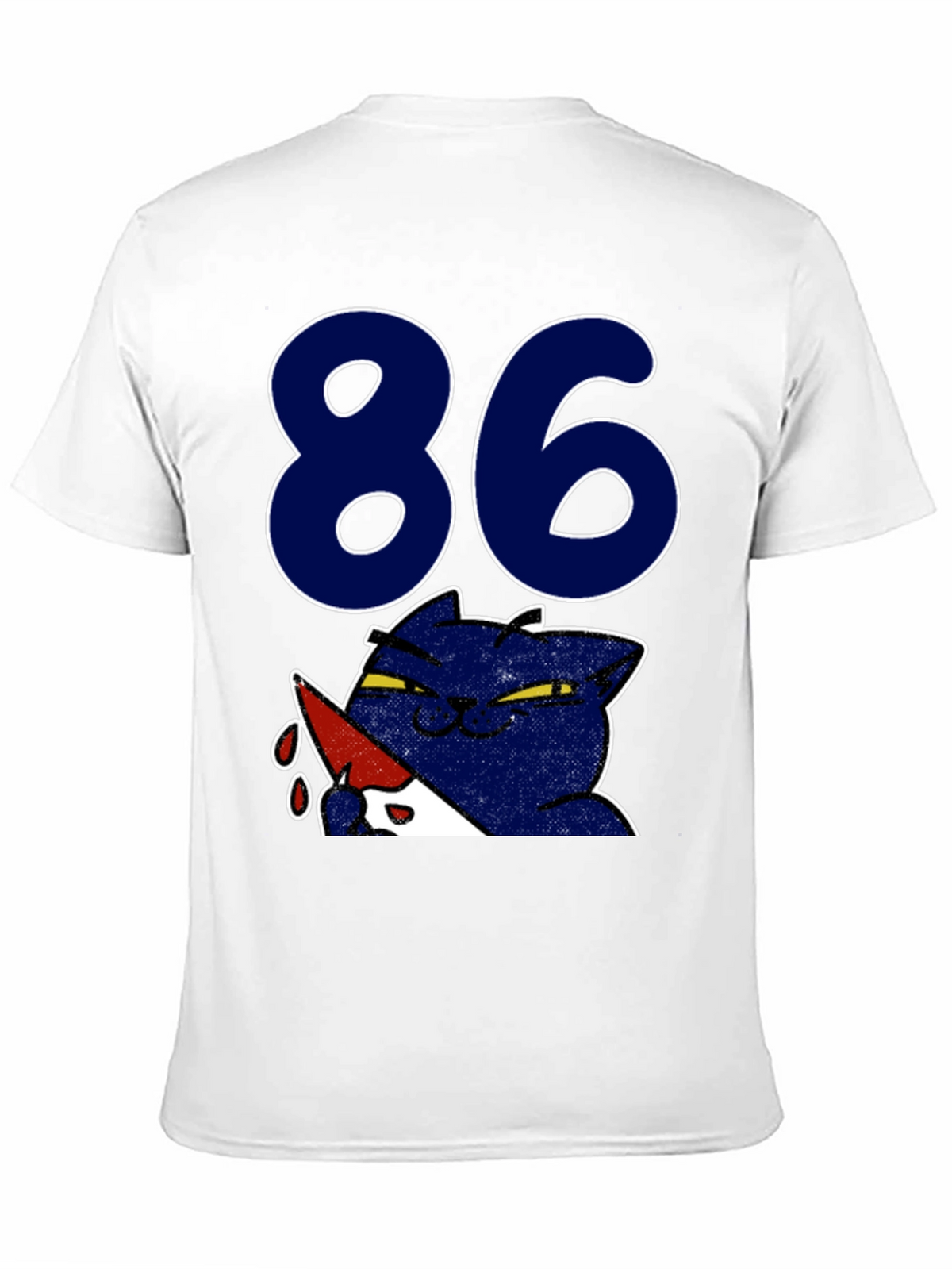 Funny Cat 86 T-Shirt - Black Crew Neck Tee