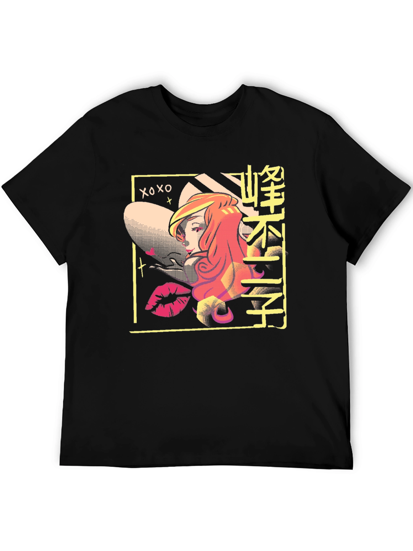 Retro Anime T-Shirt - Black Cotton Graphic Tee