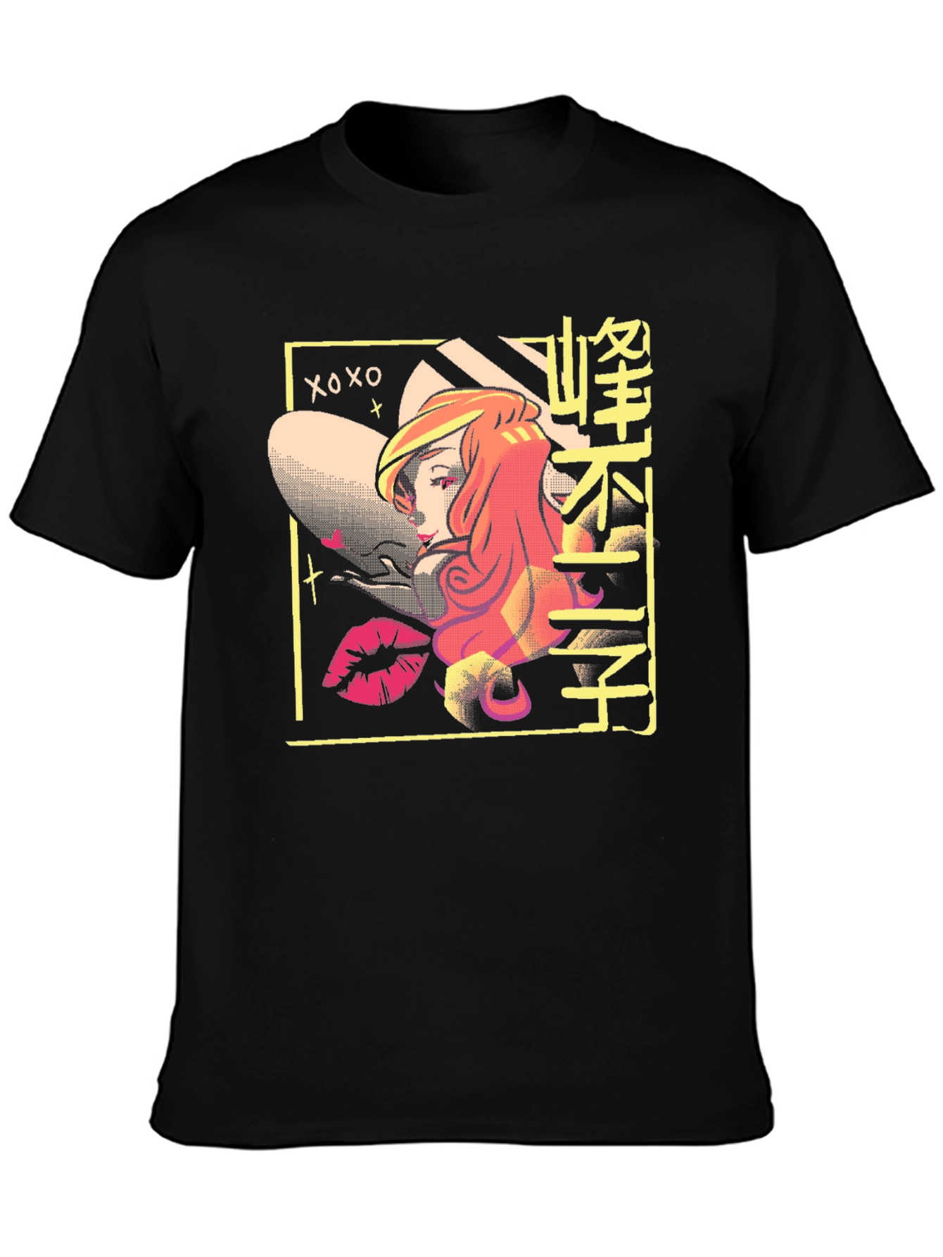 Retro Anime T-Shirt - Black Cotton Graphic Tee