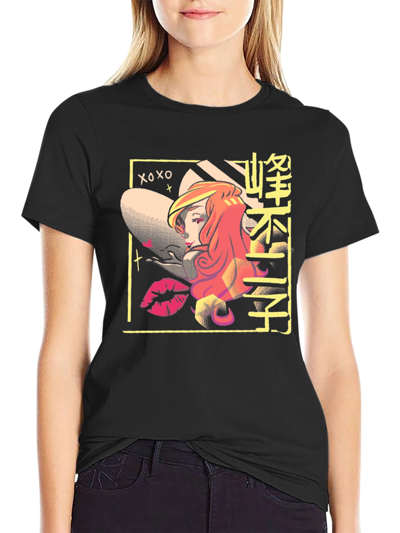 Retro Anime T-Shirt - Black Cotton Graphic Tee