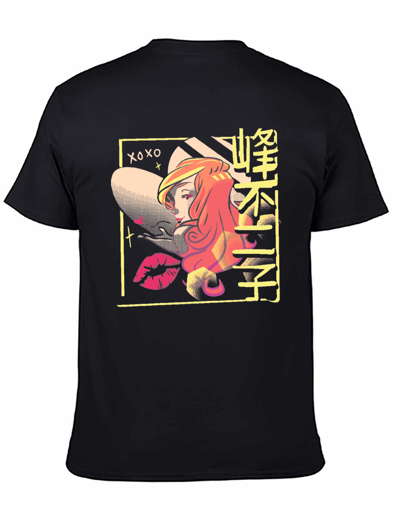 Retro Anime T-Shirt - Black Cotton Graphic Tee