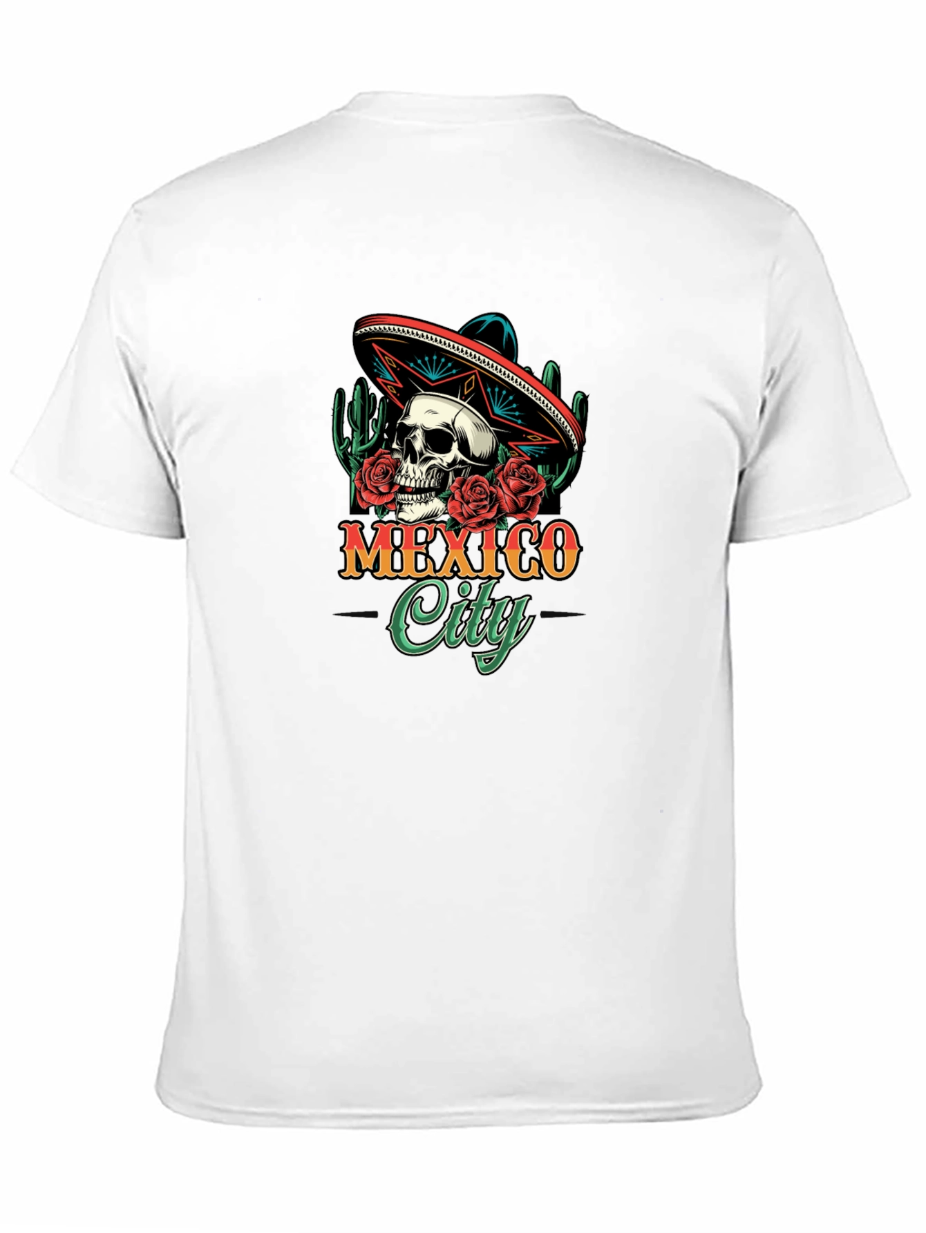 Mexico City Skull Sombrero T-Shirt - Mens Black Tee