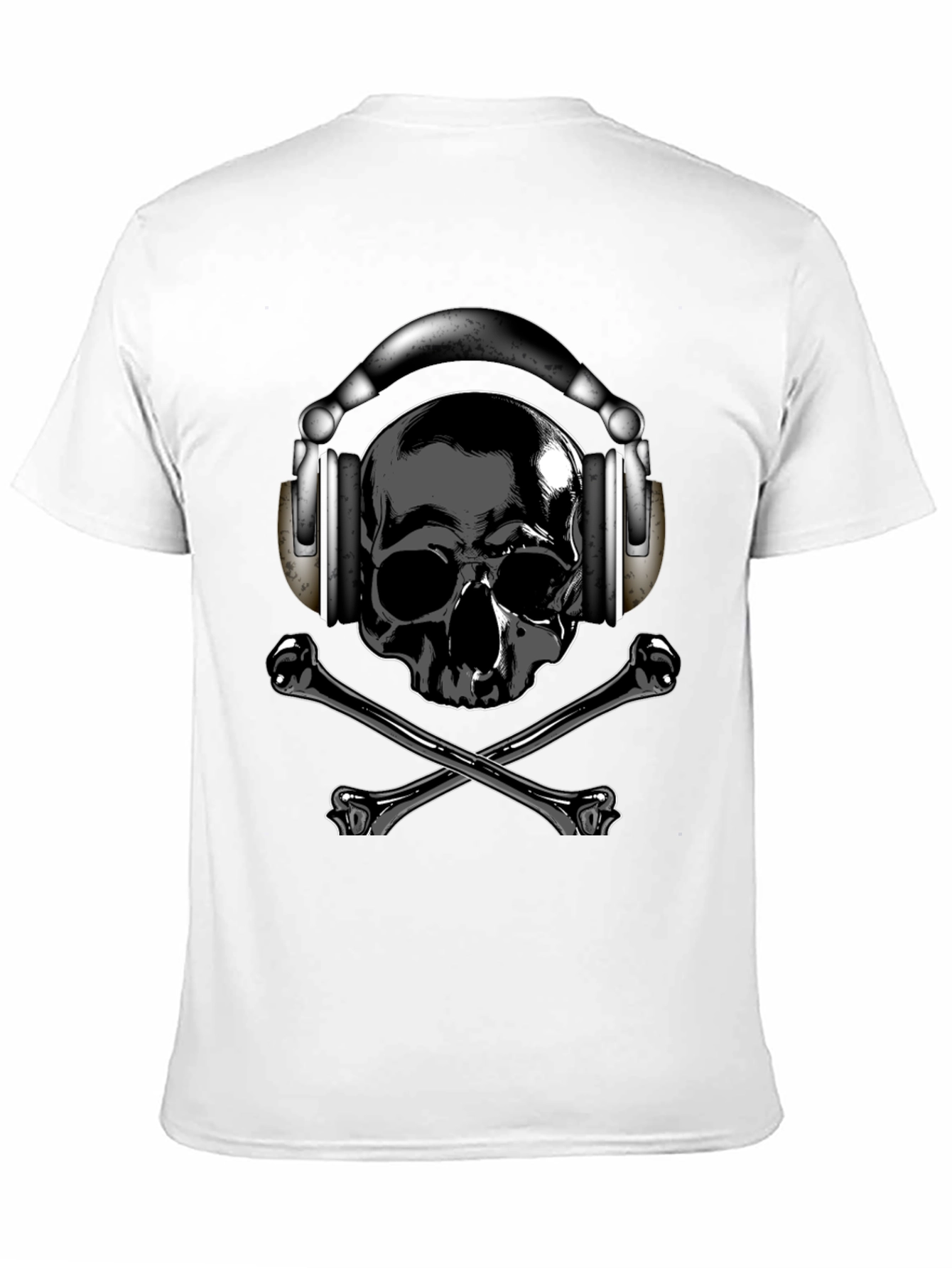 Skull & Crossbones T-Shirt with Headphones - Dark Style