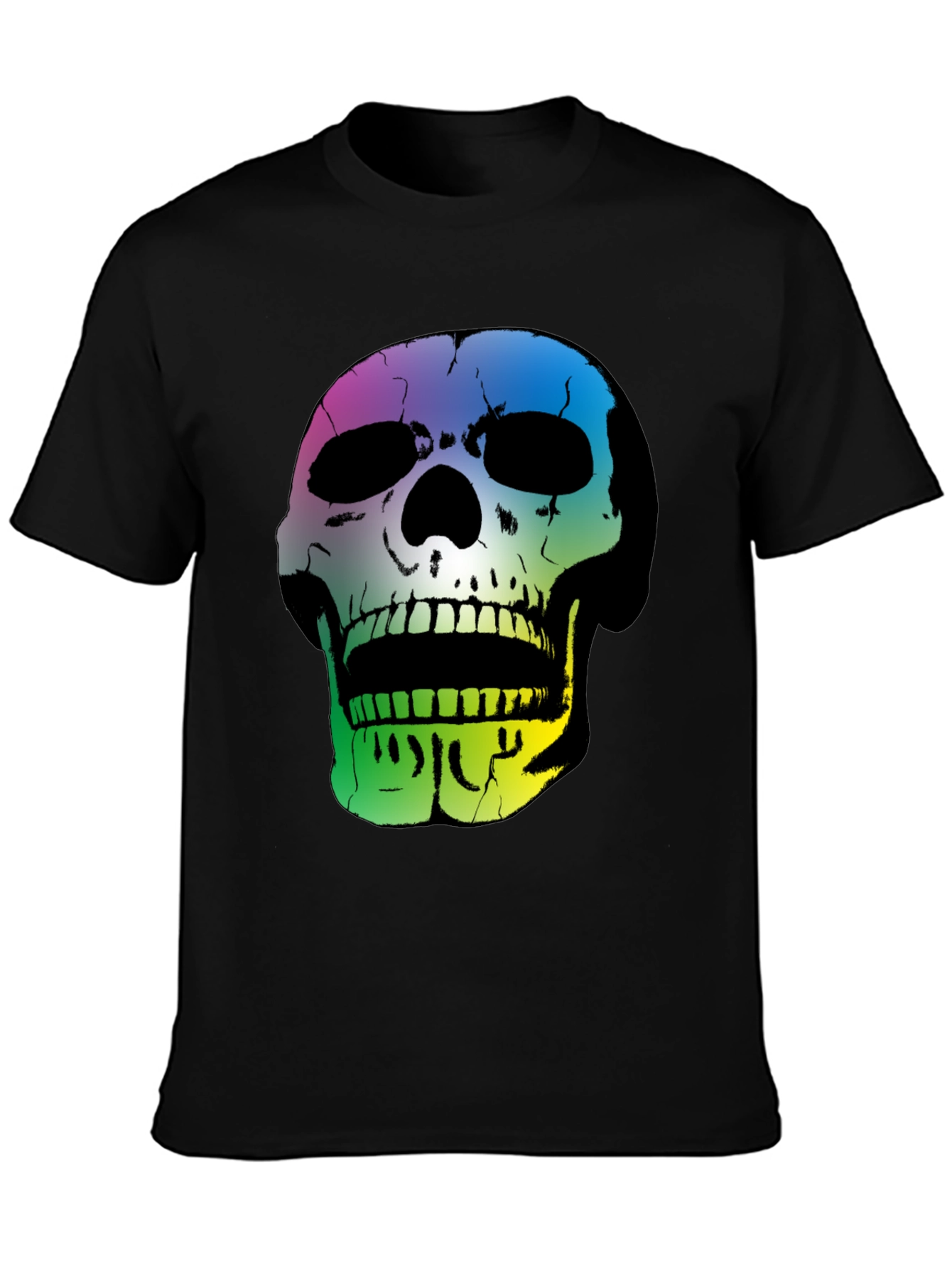 Rainbow Skull Graphic Black T-Shirt