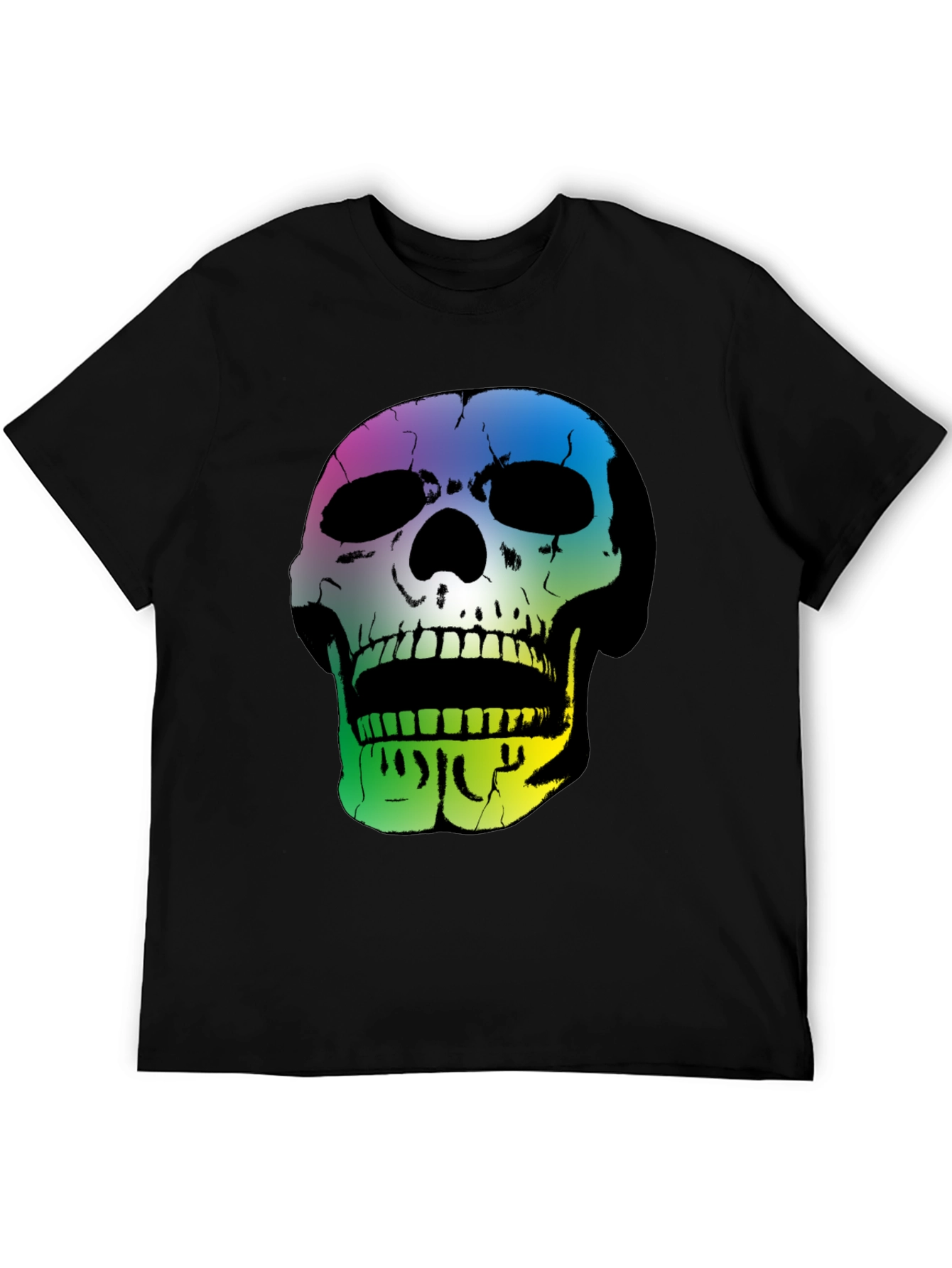Rainbow Skull Graphic Black T-Shirt