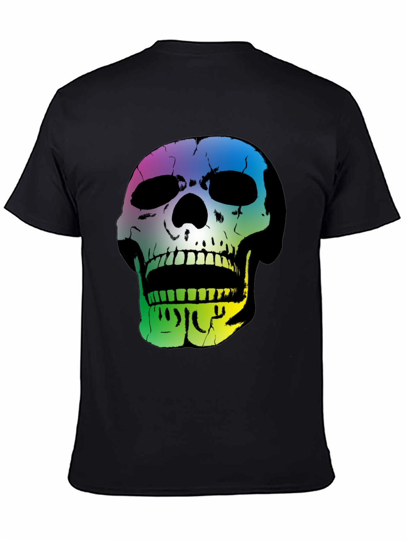Rainbow Skull Graphic Black T-Shirt