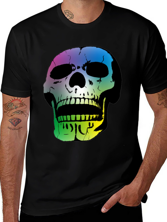 Rainbow Skull Graphic Black T-Shirt