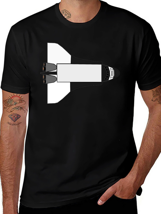Space Shuttle Graphic Tee - Black Cotton Blend