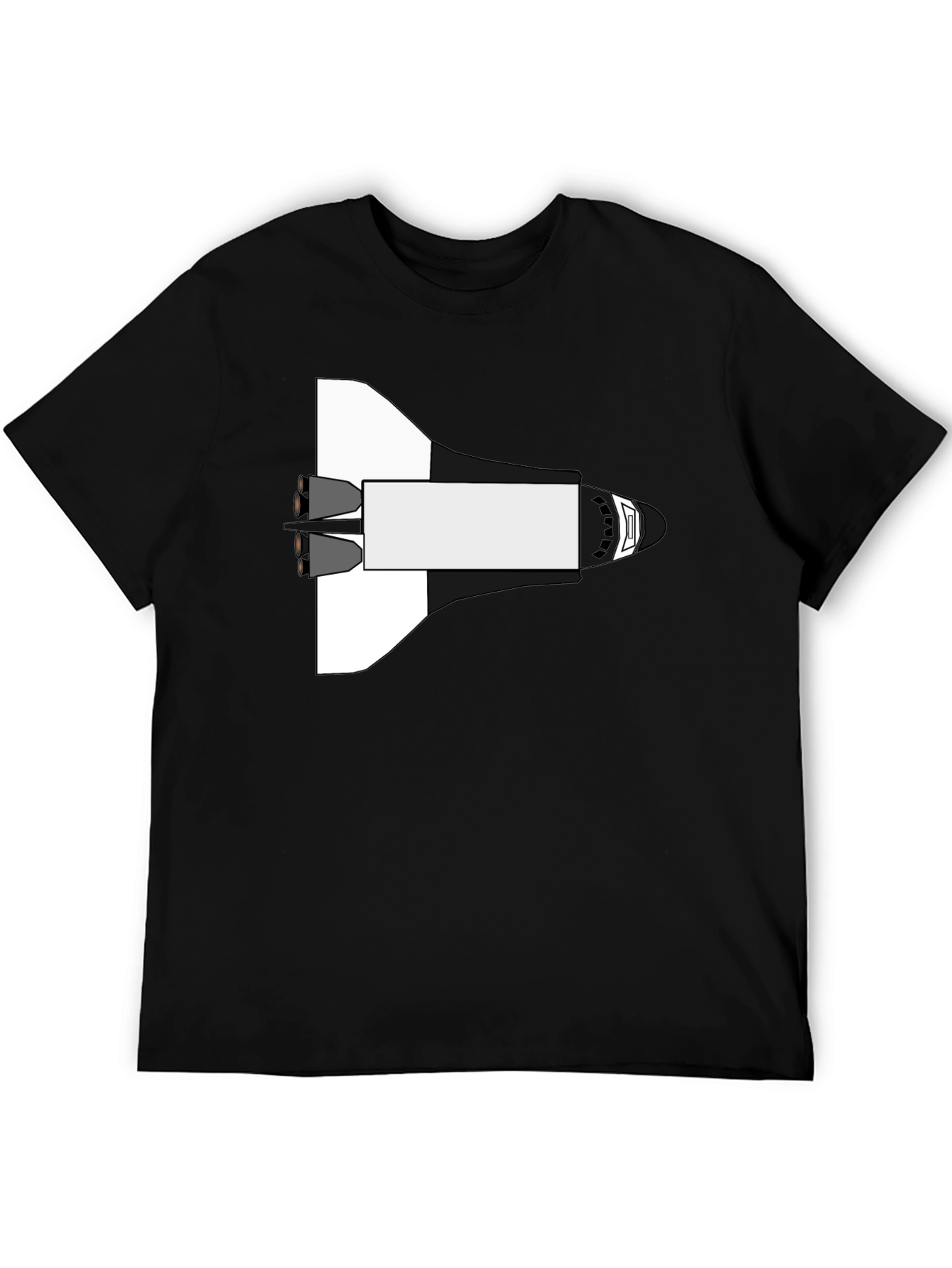 Space Shuttle Graphic Tee - Black Cotton Blend