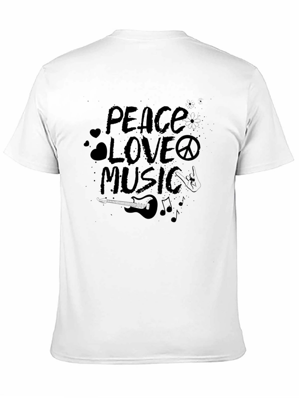 Peace Love Music Graphic Black T-Shirt