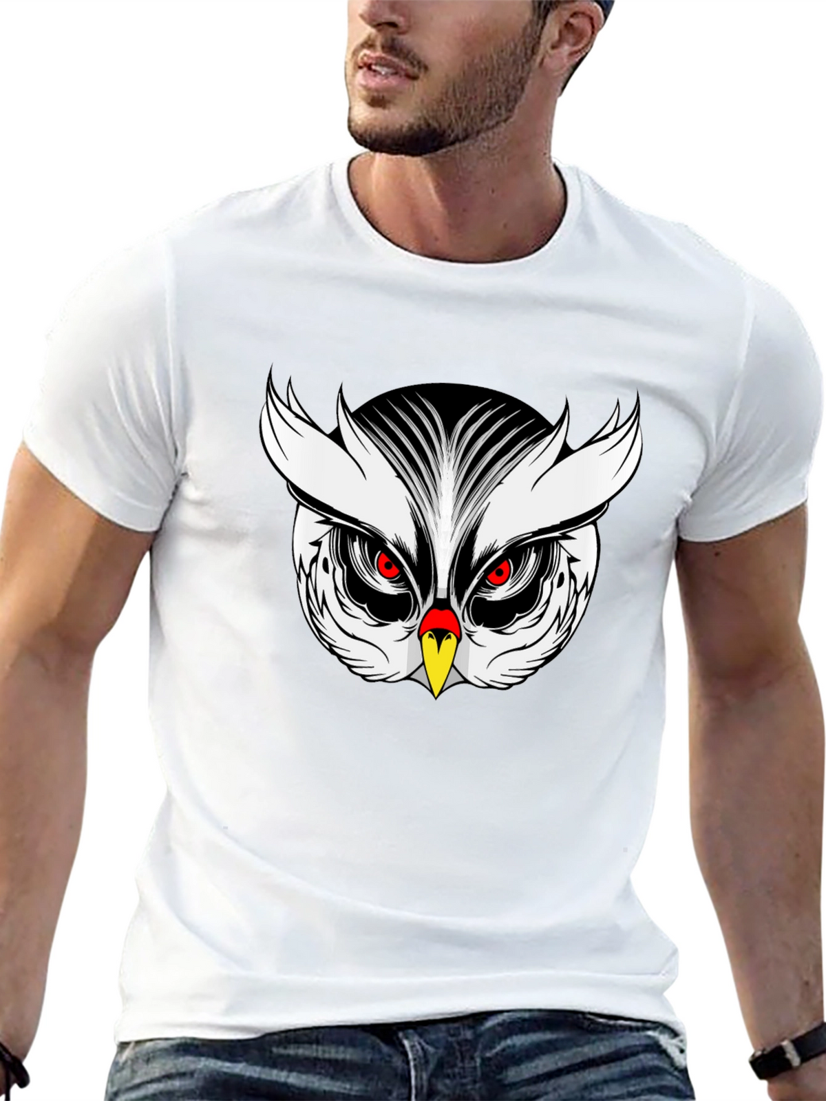 Owl Graphic Black T-Shirt Mens Fashion Tee