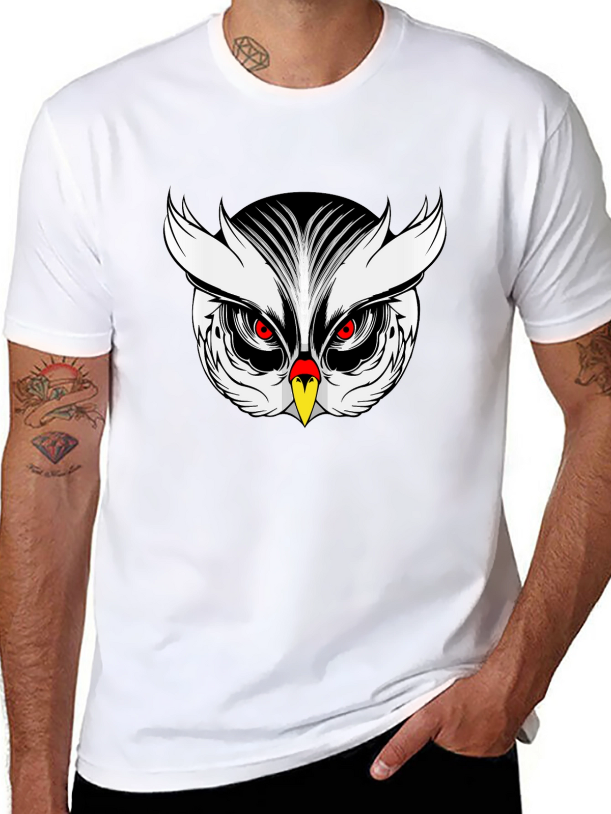 Owl Graphic Black T-Shirt Mens Fashion Tee