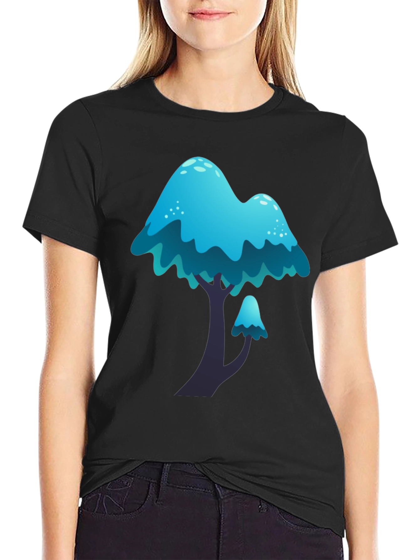 Blue Mushroom Graphic Tee - Funky Casual Wear