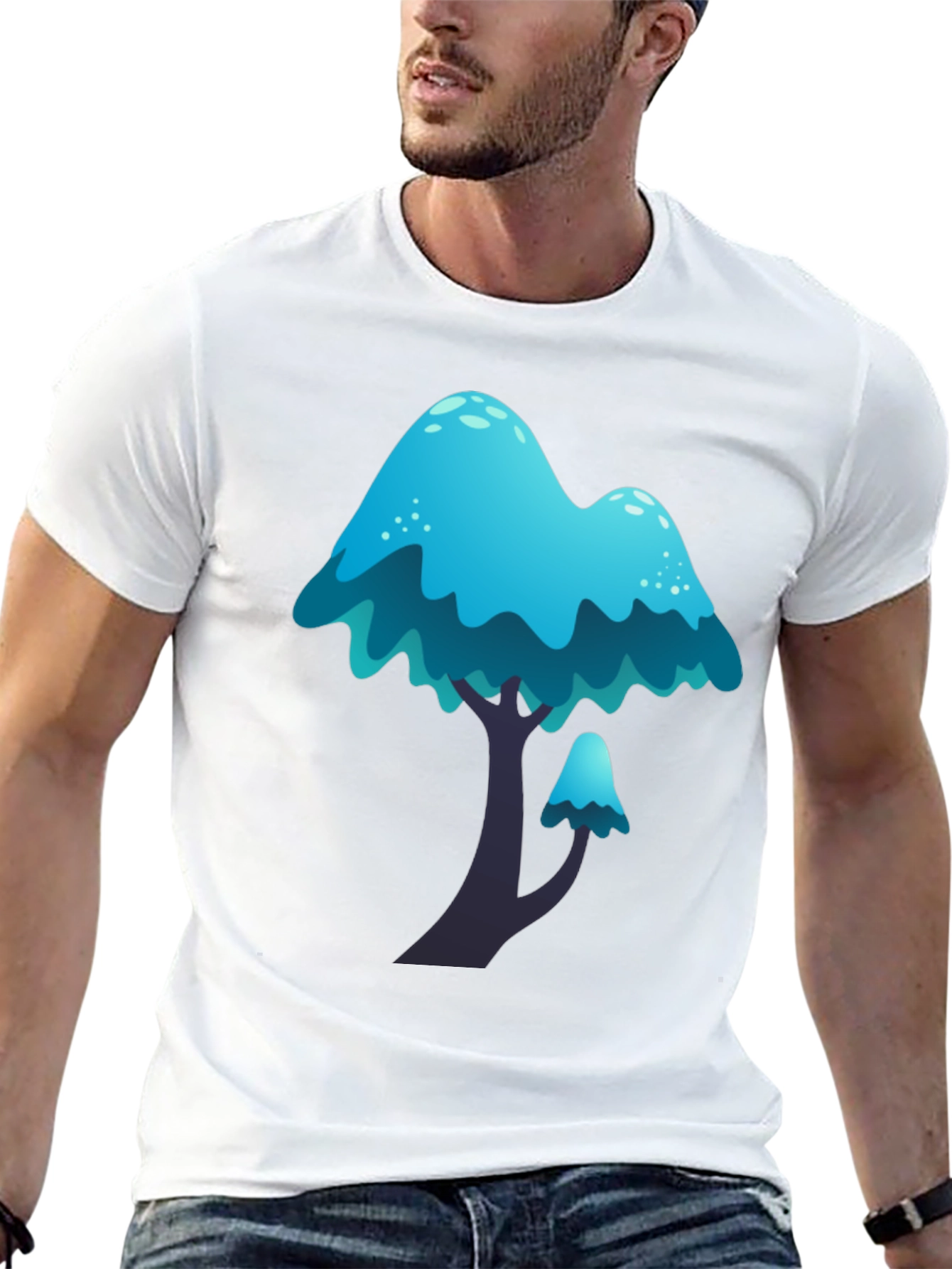 Blue Mushroom Graphic Tee - Funky Casual Wear