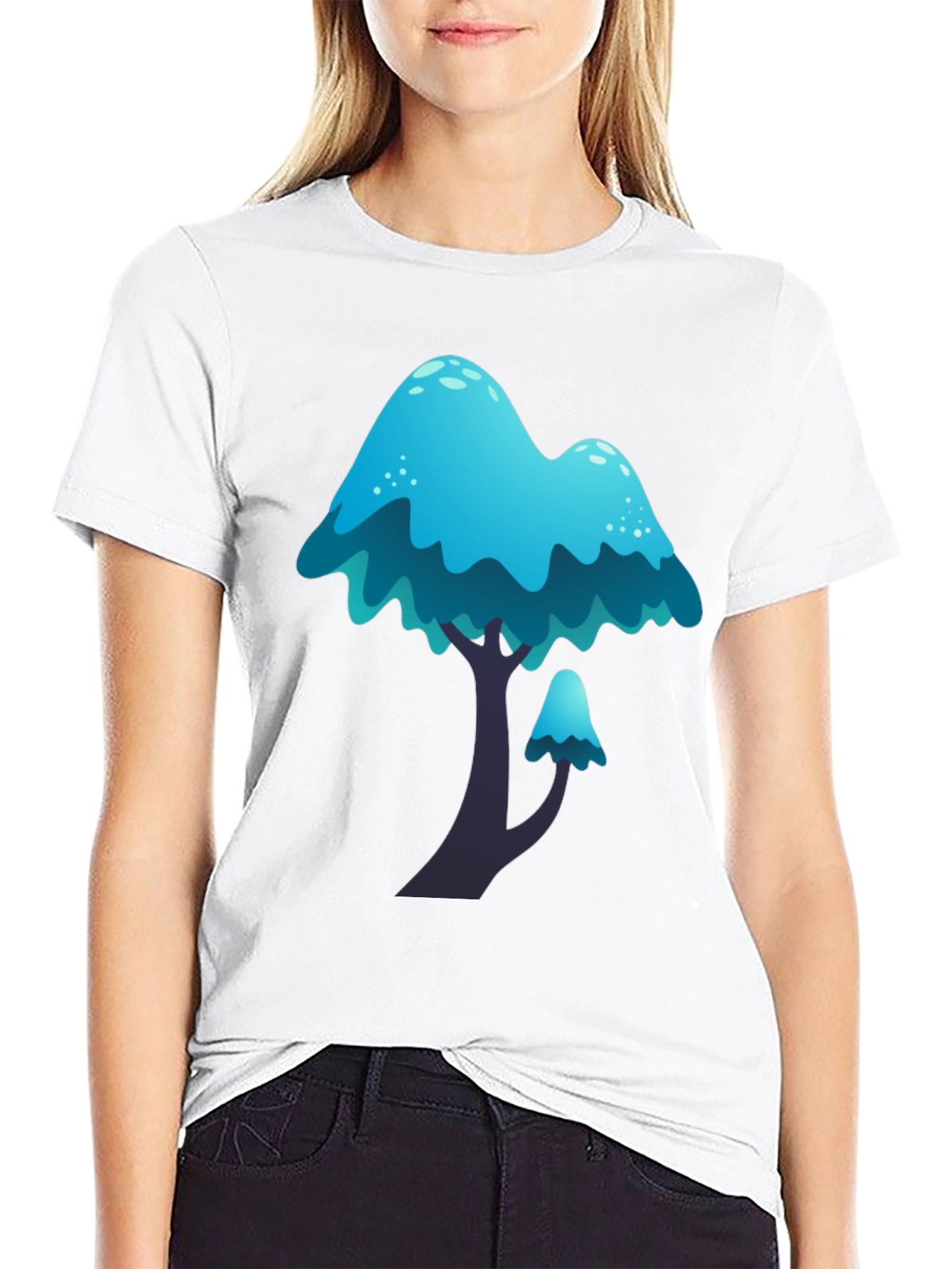 Blue Mushroom Graphic Tee - Funky Casual Wear
