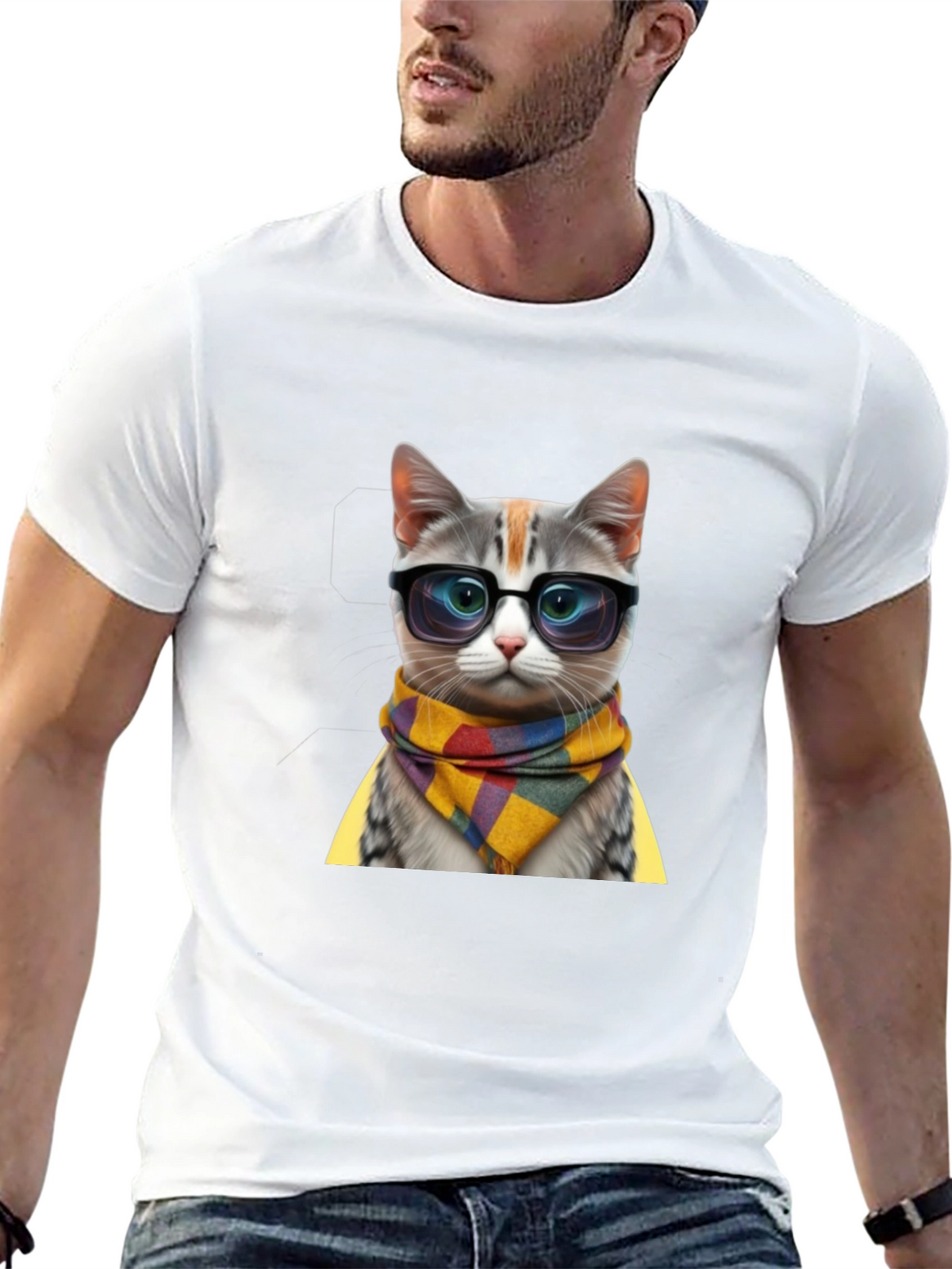 Cool Cat in Glasses T-Shirt - Stylish Animal Tee