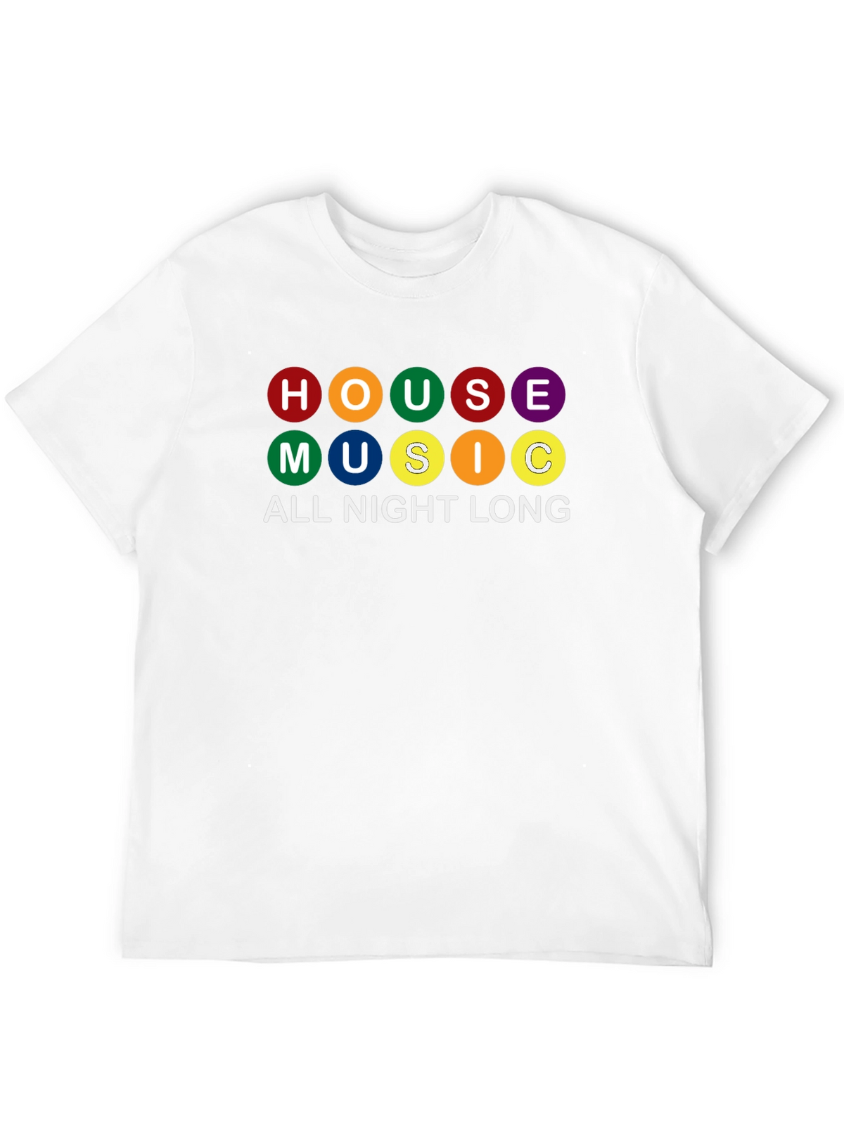 House Music All Night Long Black Graphic T-Shirt