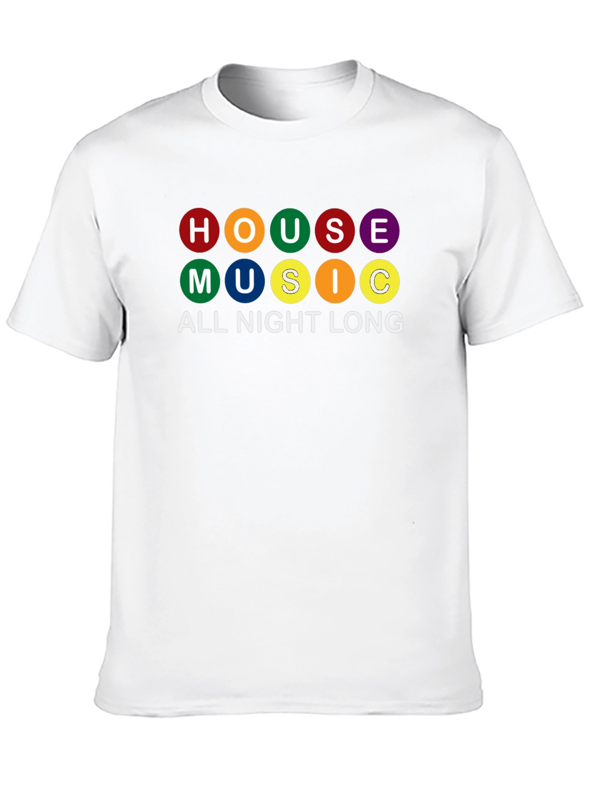 House Music All Night Long Black Graphic T-Shirt