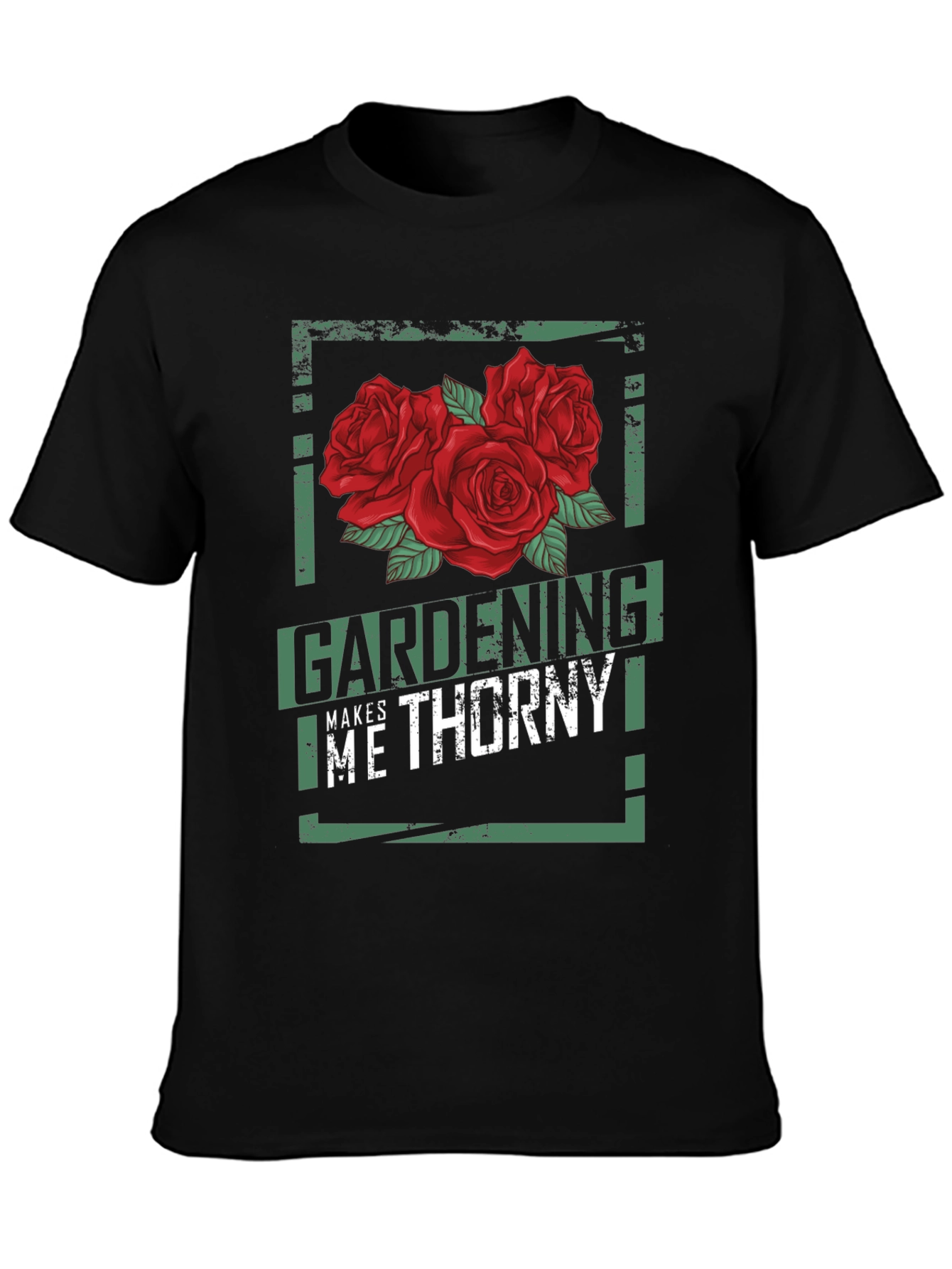 Gardening Makes Me Thorny Black Graphic T-Shirt