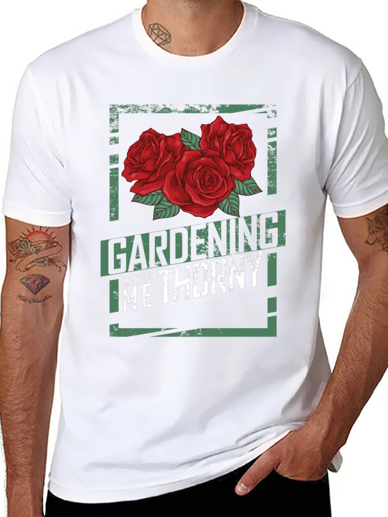 Gardening Makes Me Thorny Black Graphic T-Shirt