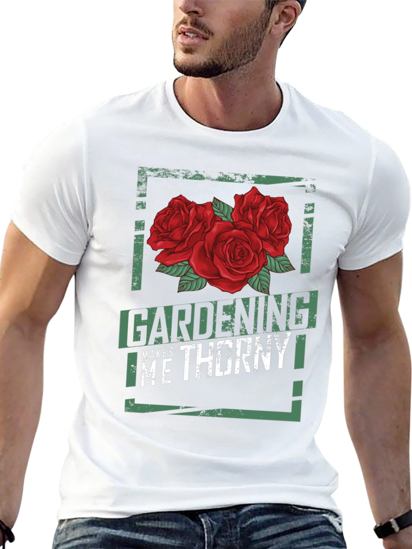 Gardening Makes Me Thorny Black Graphic T-Shirt