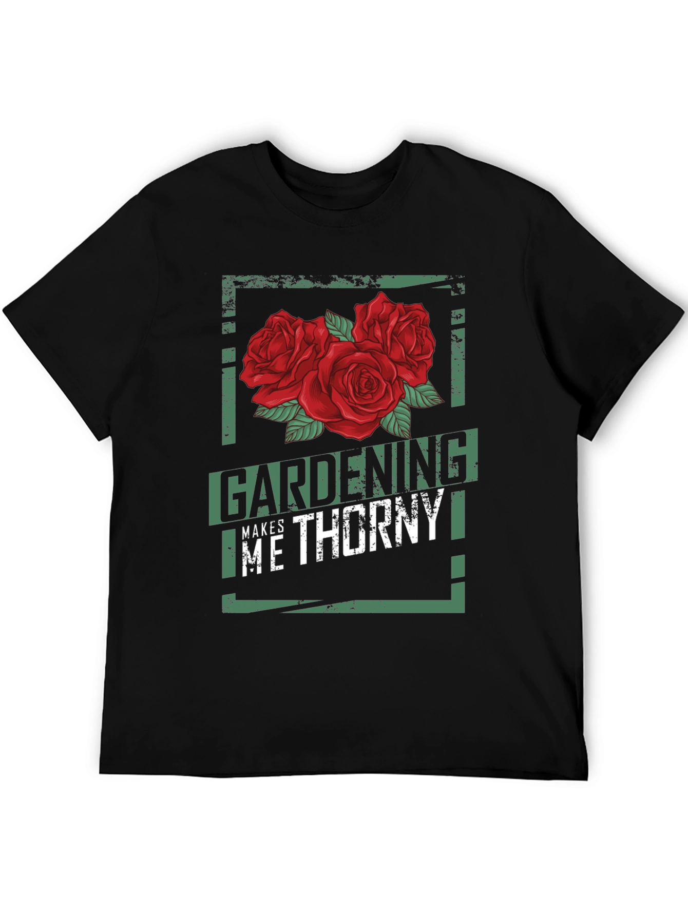 Gardening Makes Me Thorny Black Graphic T-Shirt