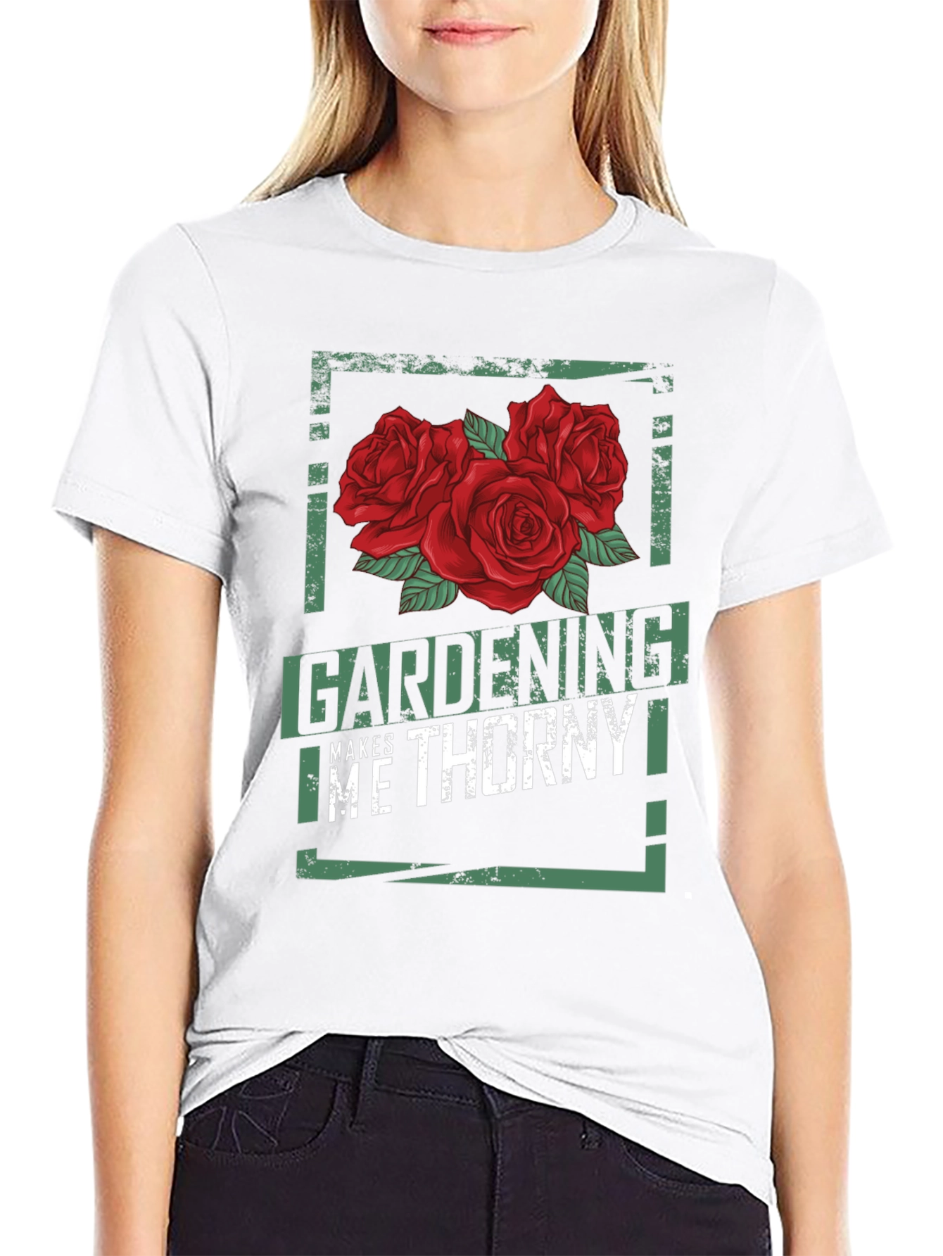 Gardening Makes Me Thorny Black Graphic T-Shirt