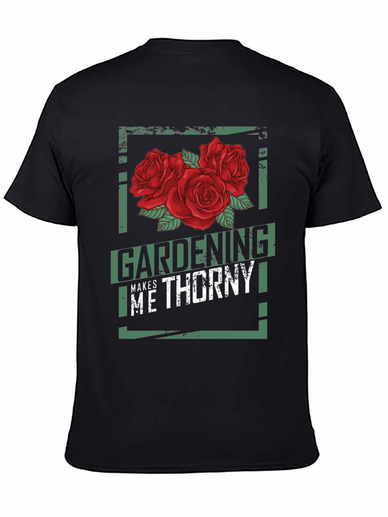 Gardening Makes Me Thorny Black Graphic T-Shirt