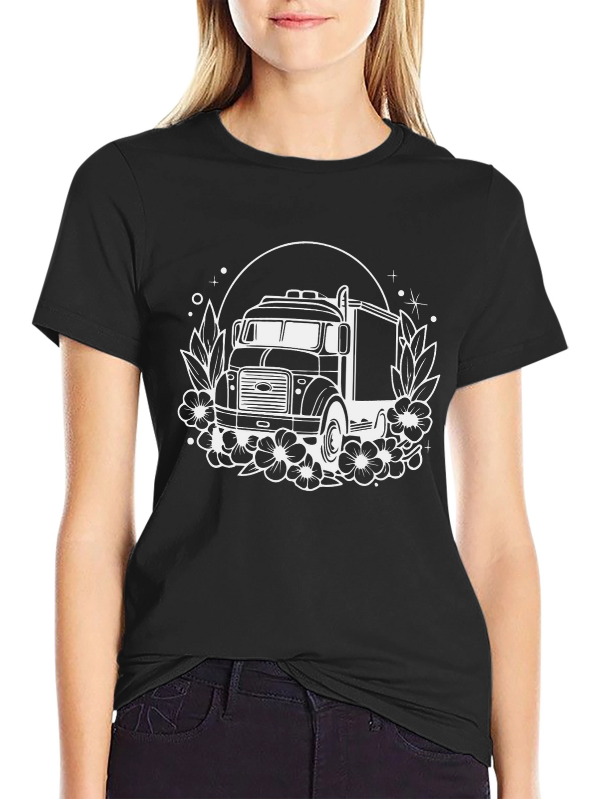 Truck & Floral Graphic T-Shirt