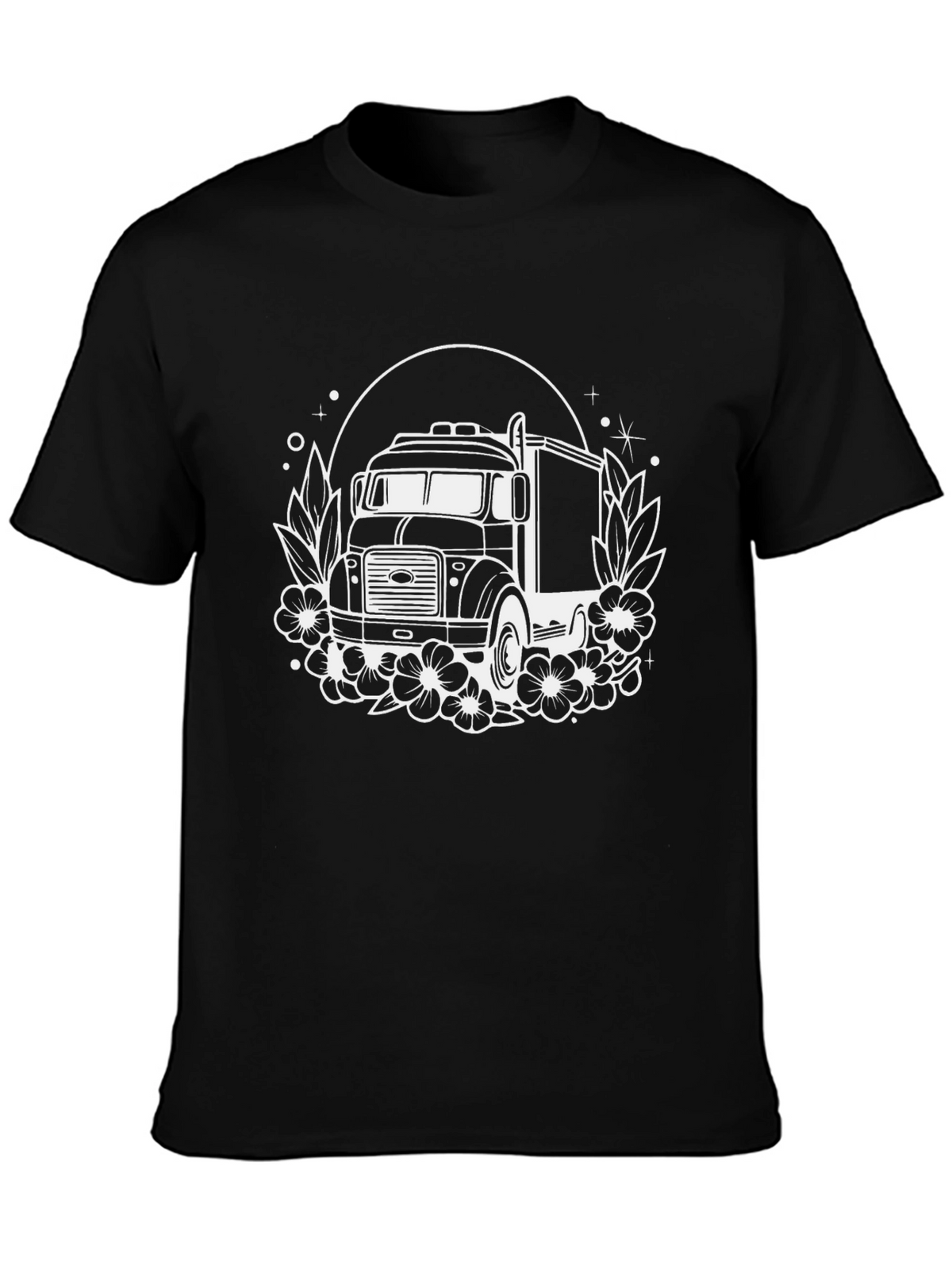 Truck & Floral Graphic T-Shirt